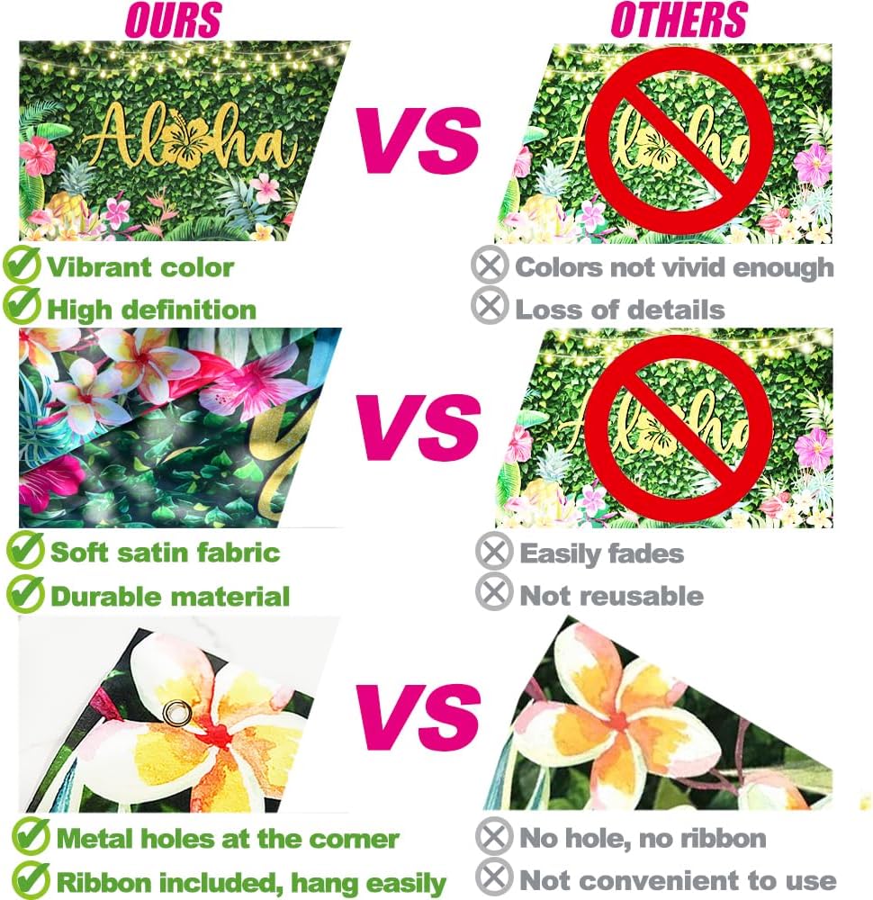 Aloha Summer Backdrop, Hawaiian Tropical Luau Party Decorations