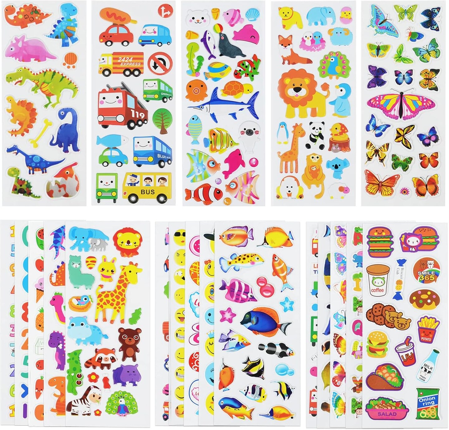 24 Sheets(500+) 3D Puffy Stickers for Toddlers Kids