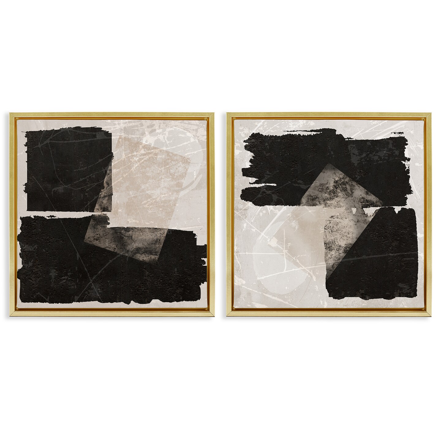 Stupell Industries Black & Beige Abstract Shapes 2pc Floating Frame Set By Daniela Santiago