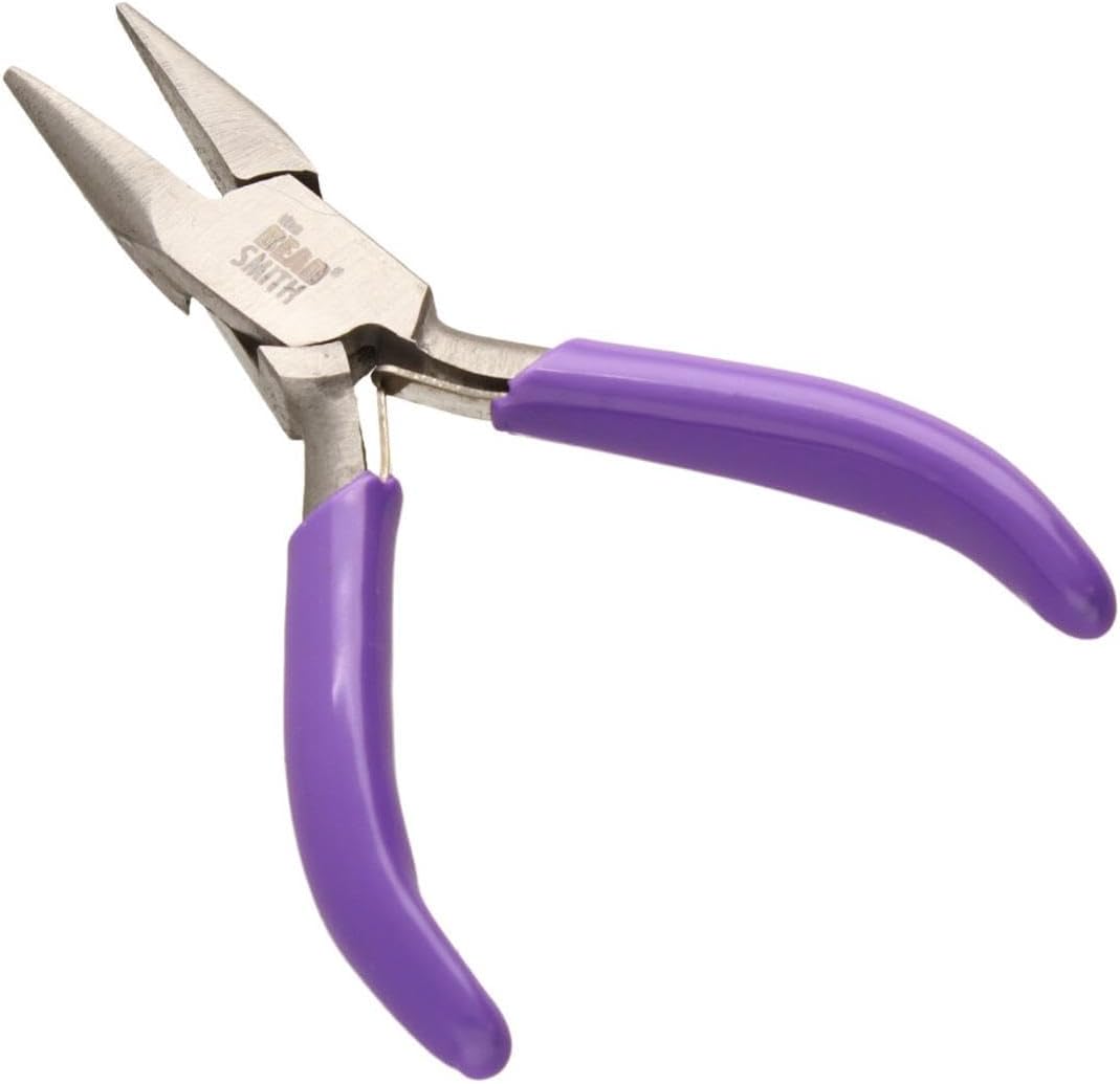 The Beadsmith Mini Series Chain Nose Plier – Create Loops and Bends in Wire and Metal, Purple Comfort Grip Handle, Single Leaf Spring, Polished Steel Head – Tools for Jewelry Making