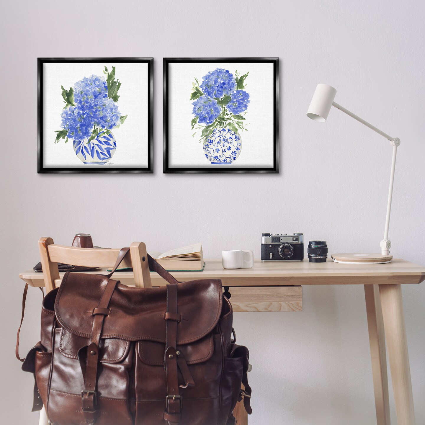 Stupell Industries Hydrangeas in Ornate Vases 2pc Floating Frame Set By Lucille Price