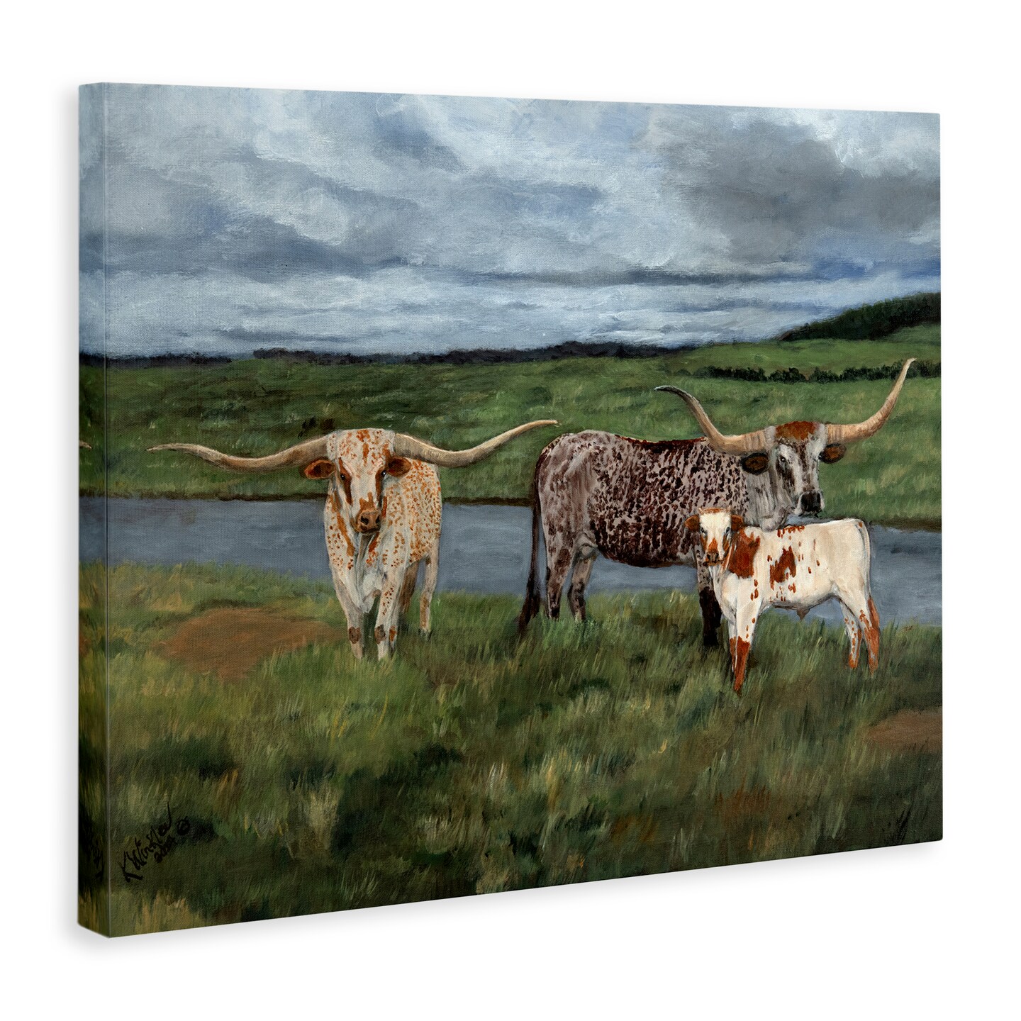 Stupell Industries Longhorn Cattle Trio Canvas By Kathy Winkler 