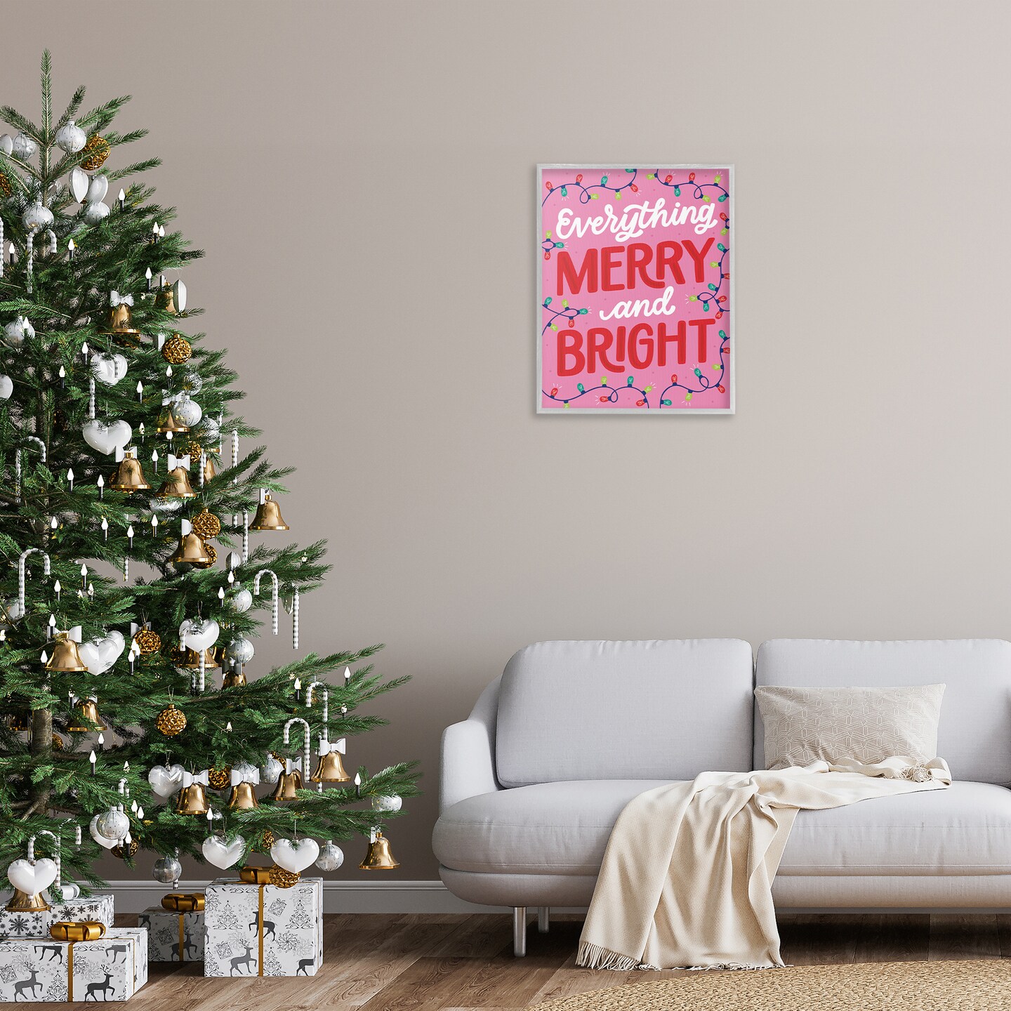 Stupell Industries Everything Merry and Bright Framed Giclee By