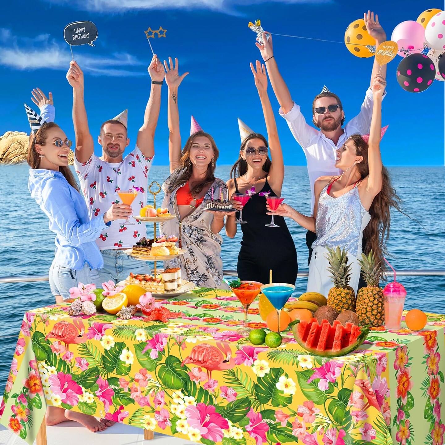 2 Pack Luau Party Decorations - Plastic Tablecloth for Hawaiian Theme Party Decorations