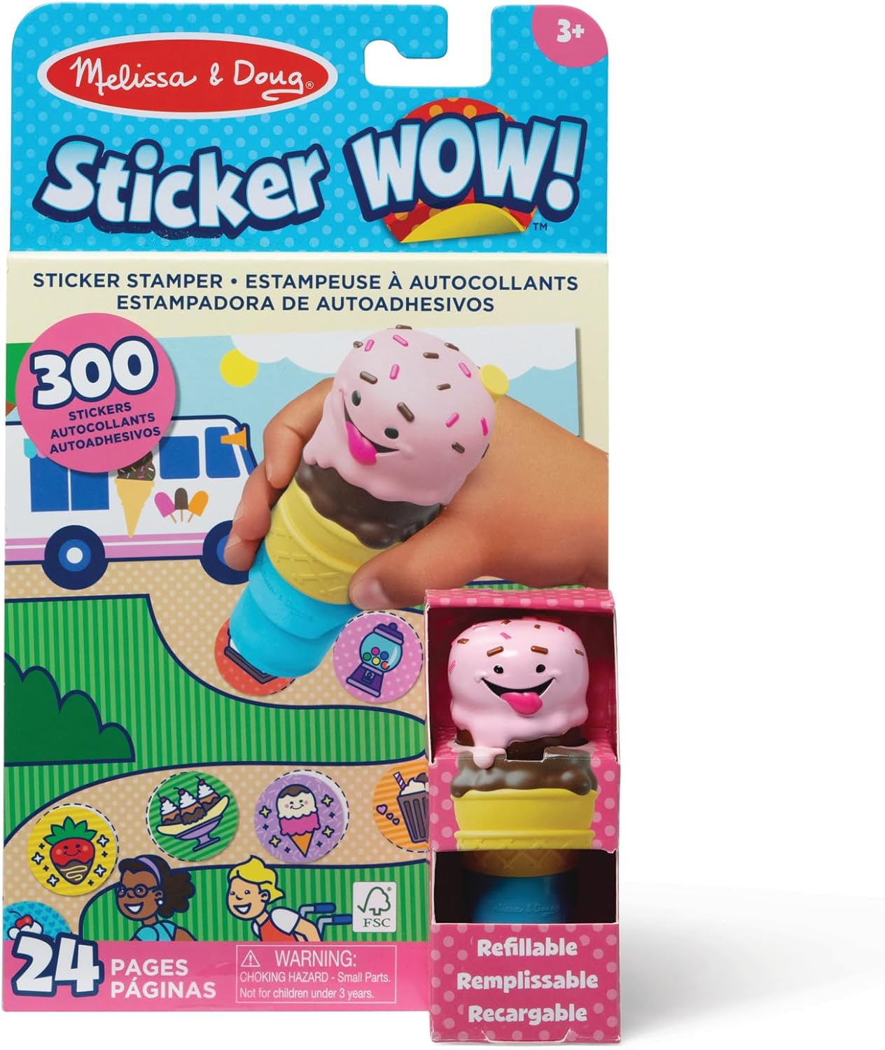300 Stickers, 24-Page Activity Pad and Sticker Stamper Fidget Toy Collectible