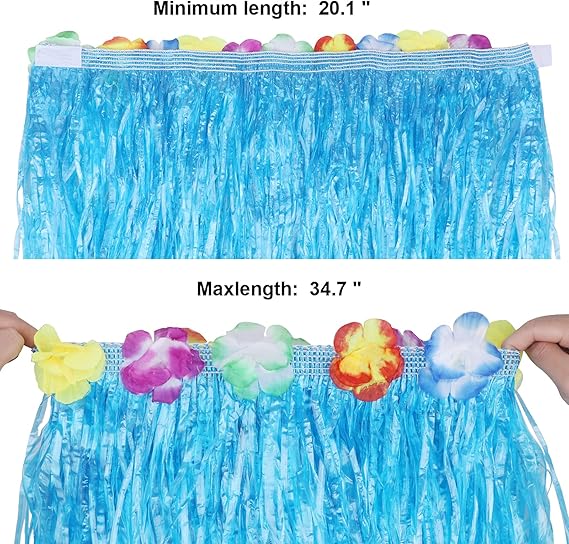 8 Pack Hula Skirt Costume Kit for Hawaii Luau Party