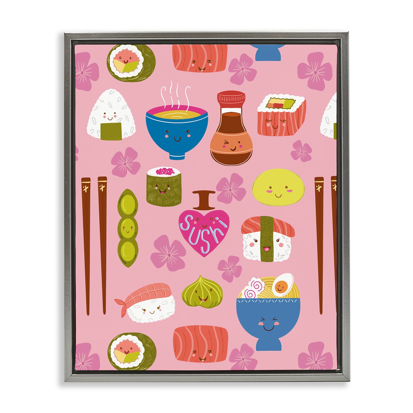 Stupell Industries Kawaii Sushi Treats Floating Frame By Jo Reid