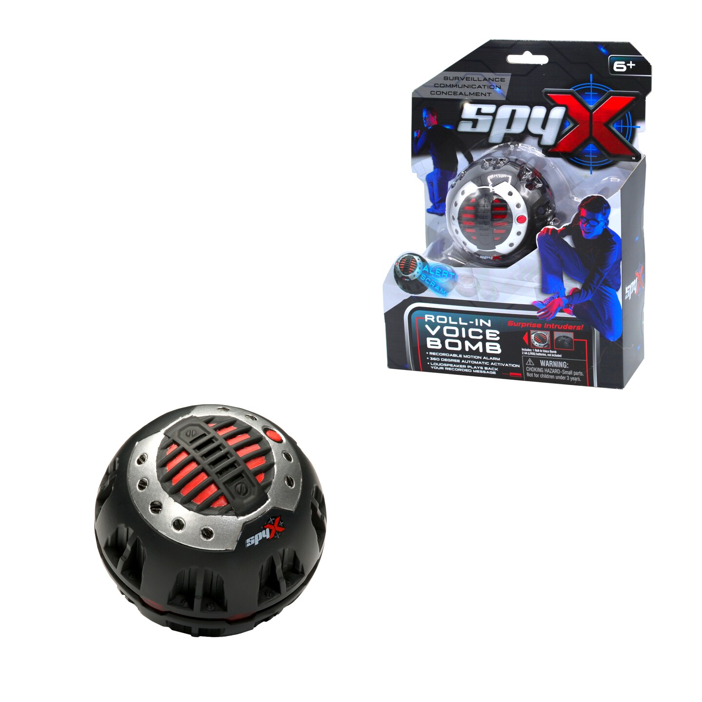 SpyX / Roll-In Voice Bomb - Voice Recorder With Motion Alarm Spy Toy. Record your message and the bomb will play it when one of the 360° sensors detect movement. Perfect addition for your spy gear collection!