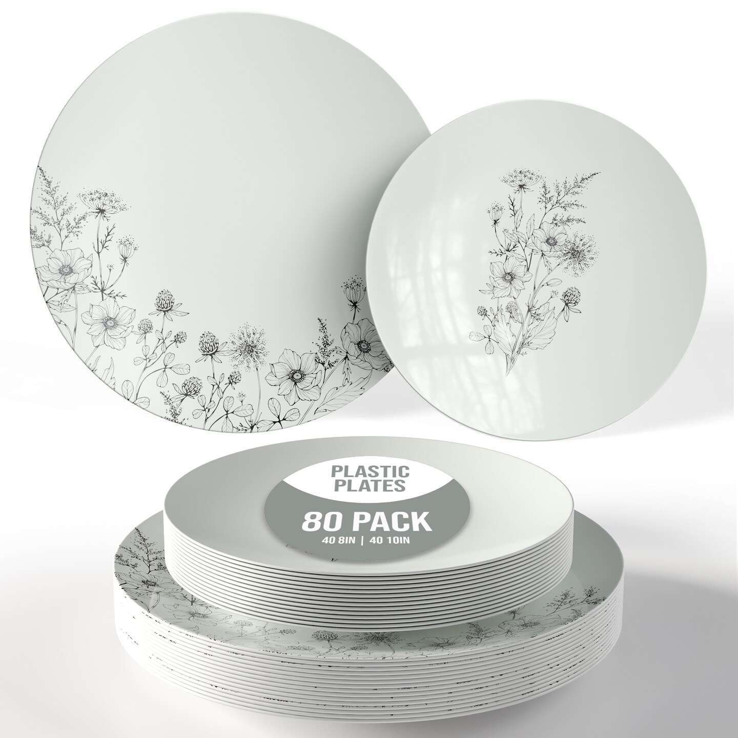 Trendables Disposable Dinnerware Decorative Plates Plastic Disposable Plates 8 Inch Dessert Plate & 10 Inch Wedding Party Plate Set