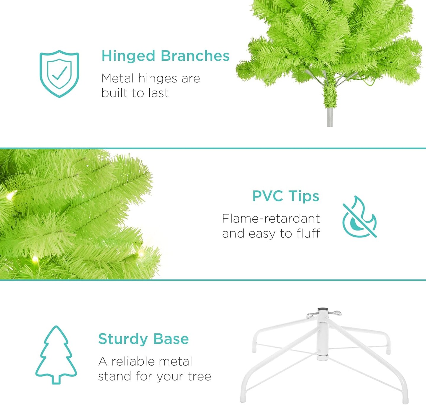 Artificial Christmas Tree Hinged Pine with 250 Lights, 1,000 Tips &#x26; Foldable Base Pre-Lit Outdoor Holiday Decor