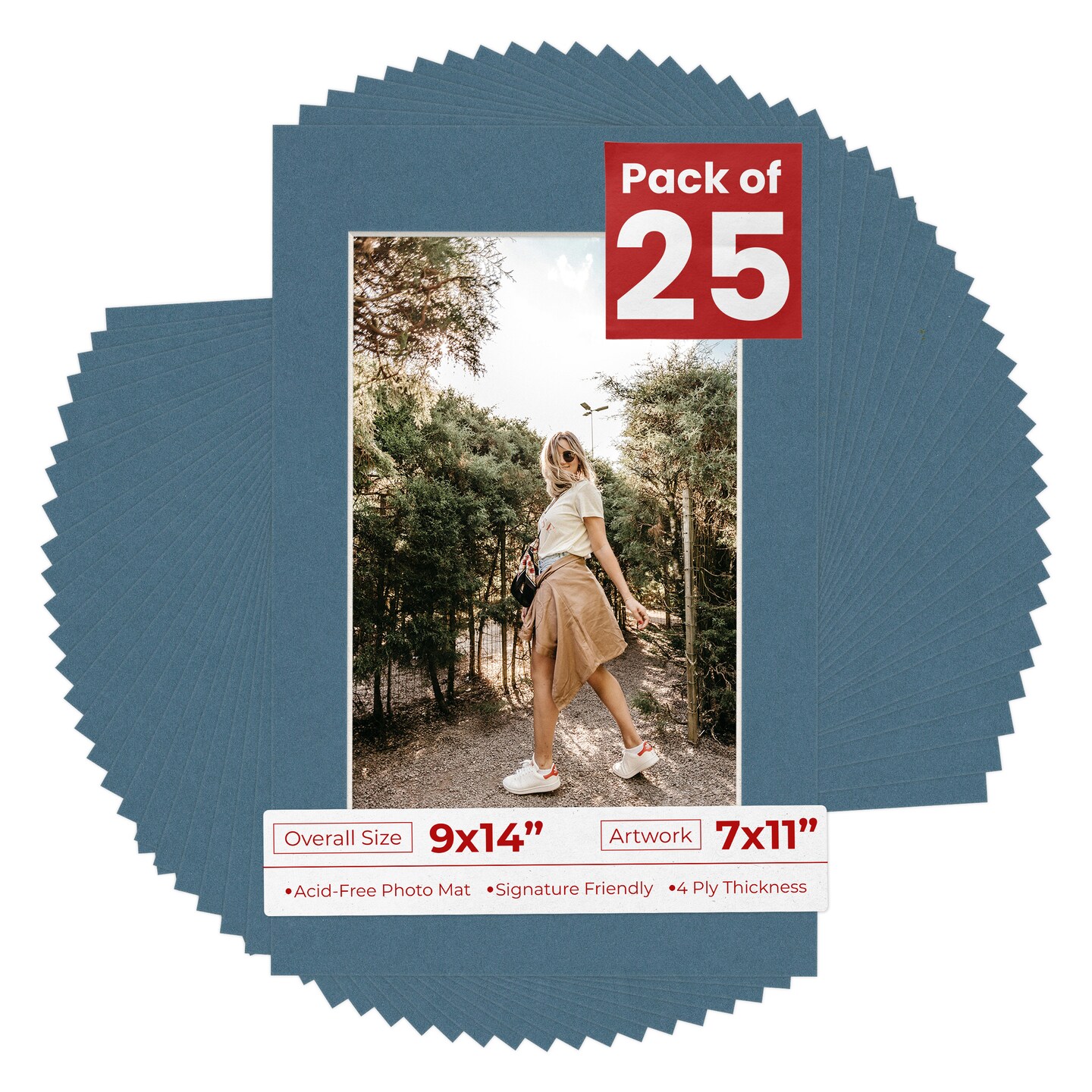 Steel Blue Mat Board for 9x14 Frames - Fits 7x11 Photos, Color: Blue ...