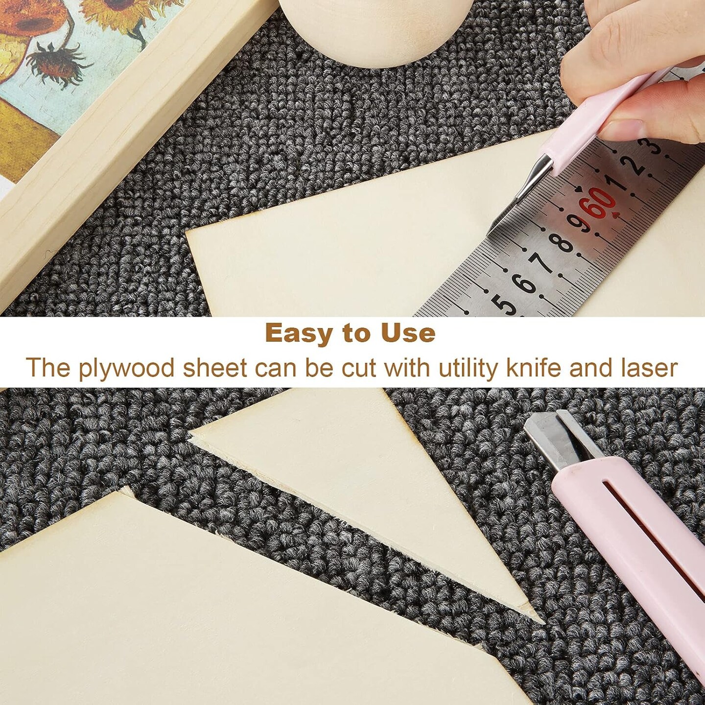 40 Pieces 8x8 Inch Wood Squares Unfinished Plywood Wood Sheets 1/8 inch