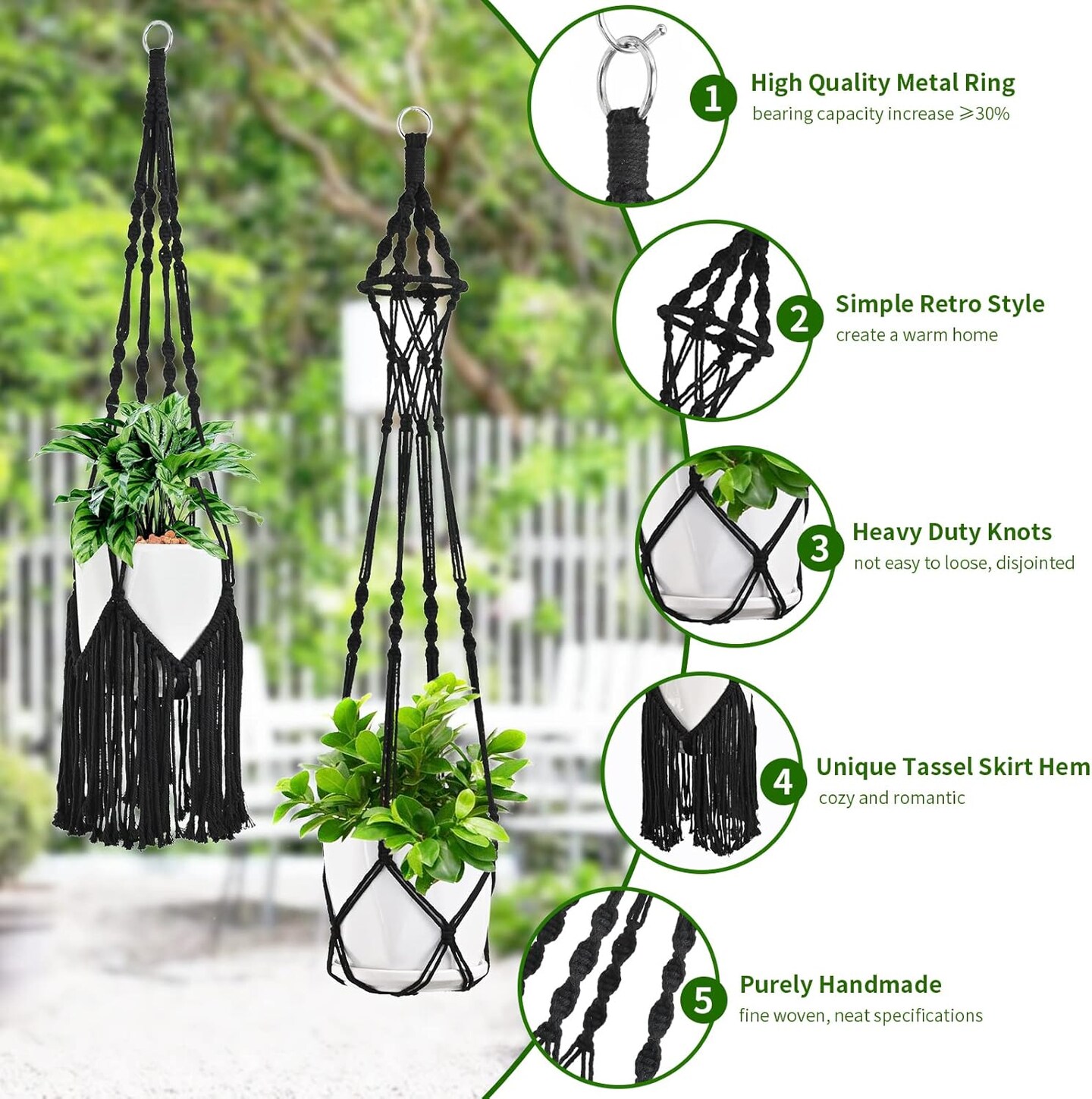 Macrame Plant Hangers, 6Pack Hanging Planters for Indoor Plants w/ 6 Set Hangers Kit Handmade Macromay Plant Hangers Indoor Flower Pots Holder Stand for Boho Home D&#xE9;cor (POTS NOT Included)