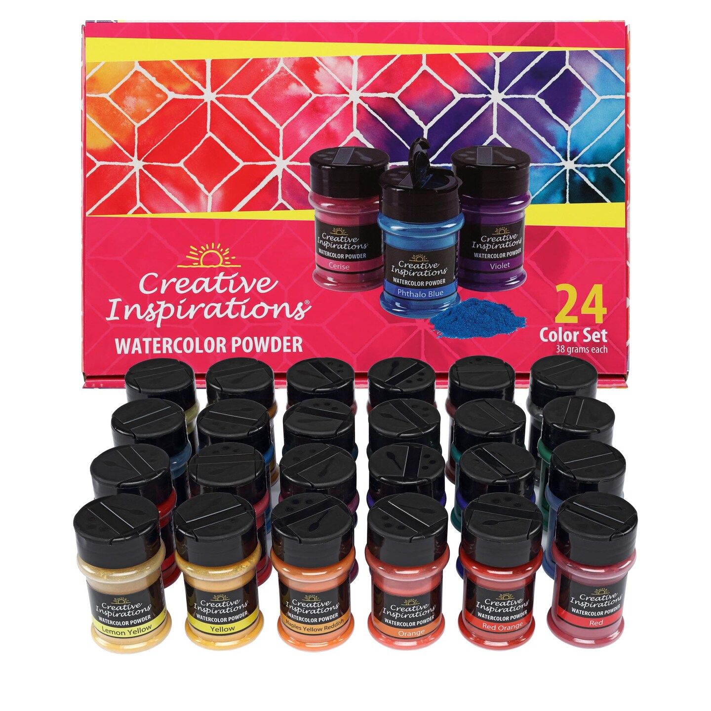 Creative Inspirations Powder Watercolor Paint - 38g Shaker Bottles - Dye-Based Water-Soluble Crystalline Pigments - Non-Toxic, Perfect for Abstract and Spontaneous Effects