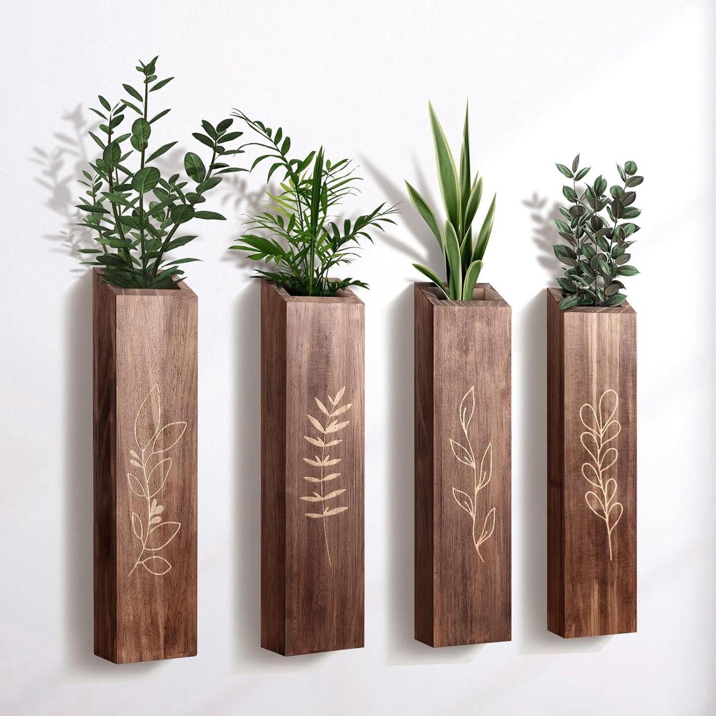 Wood Wall Planter Farmhouse Pocket Wall Vases for Indoor Greenery and Flowers