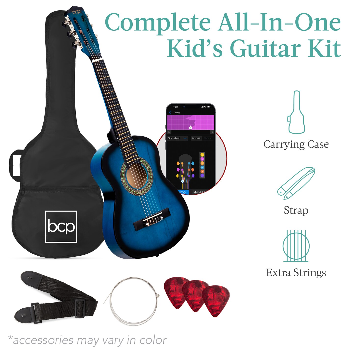 Best Choice Products 30in Kids Acoustic Guitar Beginner Starter Kit with Strap, Case, Strings