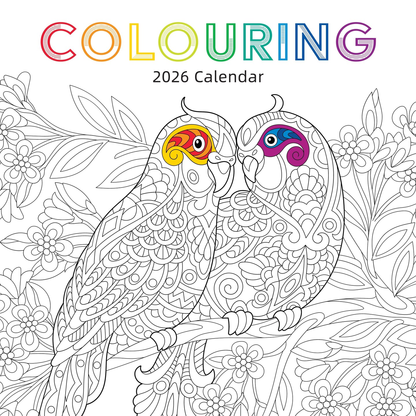The Gifted Stationary 2026 Square Wall Calendar, Colouring, 16-Month Lifestyles Theme Hanging Calendar with 180 Reminder Stickers, Monthly Family Planner for Home &#x26; Creative Spaces, 30 x 30 cm