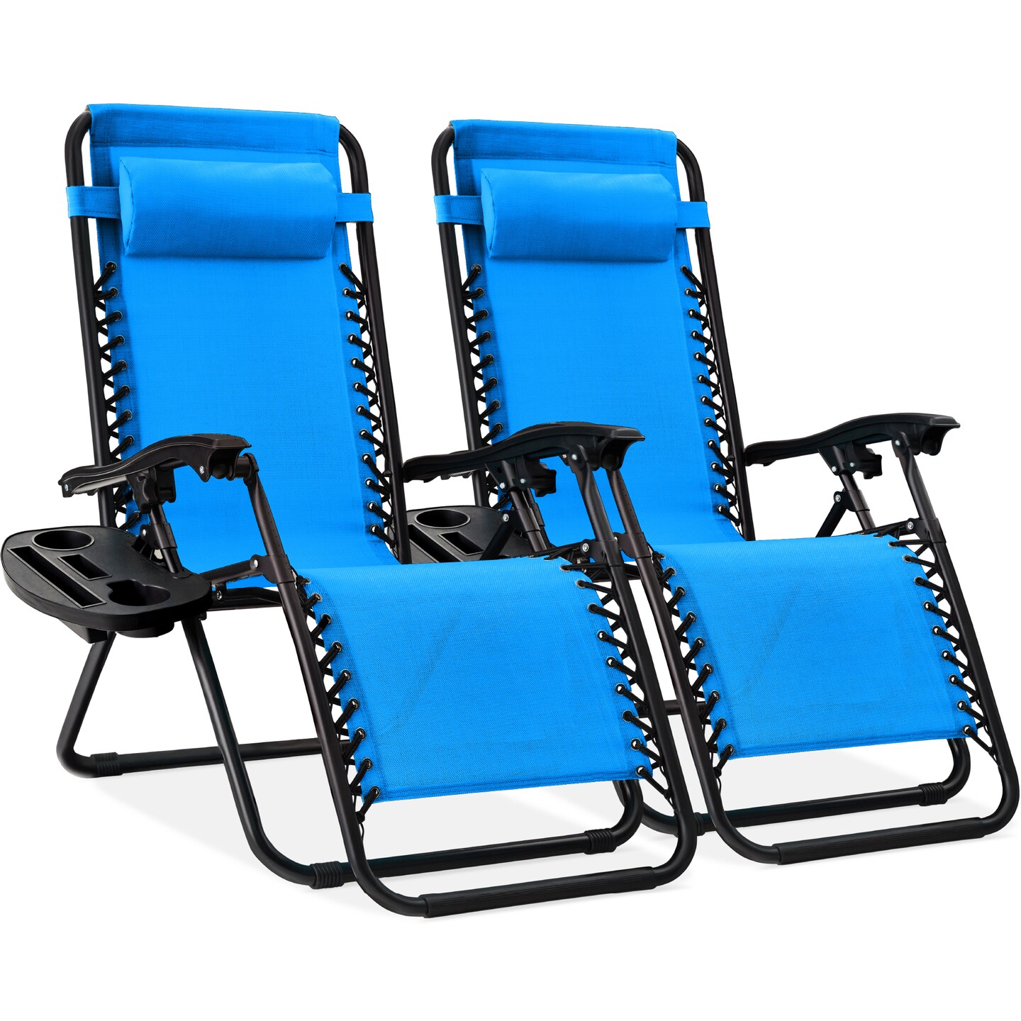 Best Choice Products Set of 2 Zero Gravity Lounge Chair Recliners for Patio, Pool w/ Cup Holder Tray