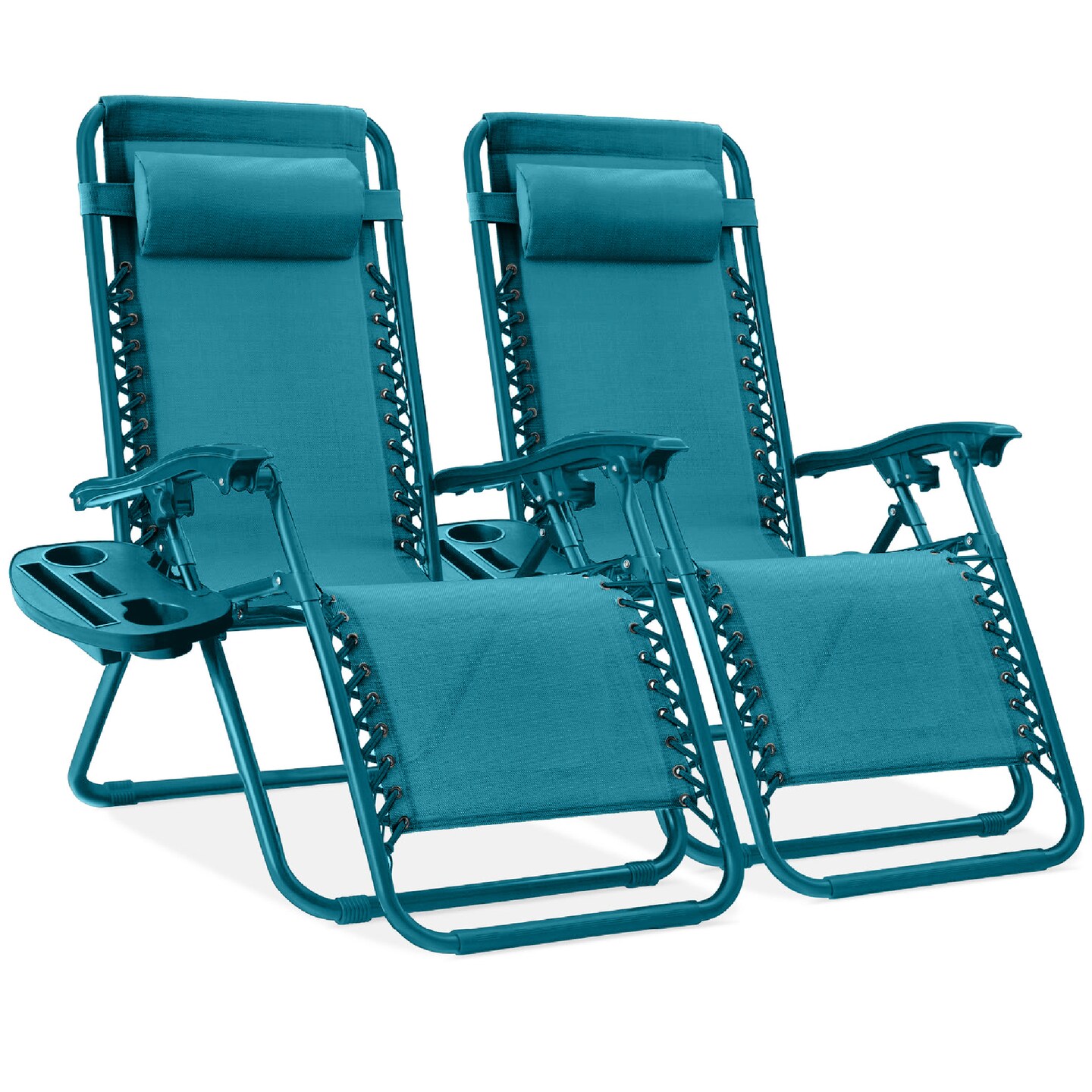 Best Choice Products Set of 2 Zero Gravity Lounge Chair Recliners for Patio, Pool w/ Cup Holder Tray