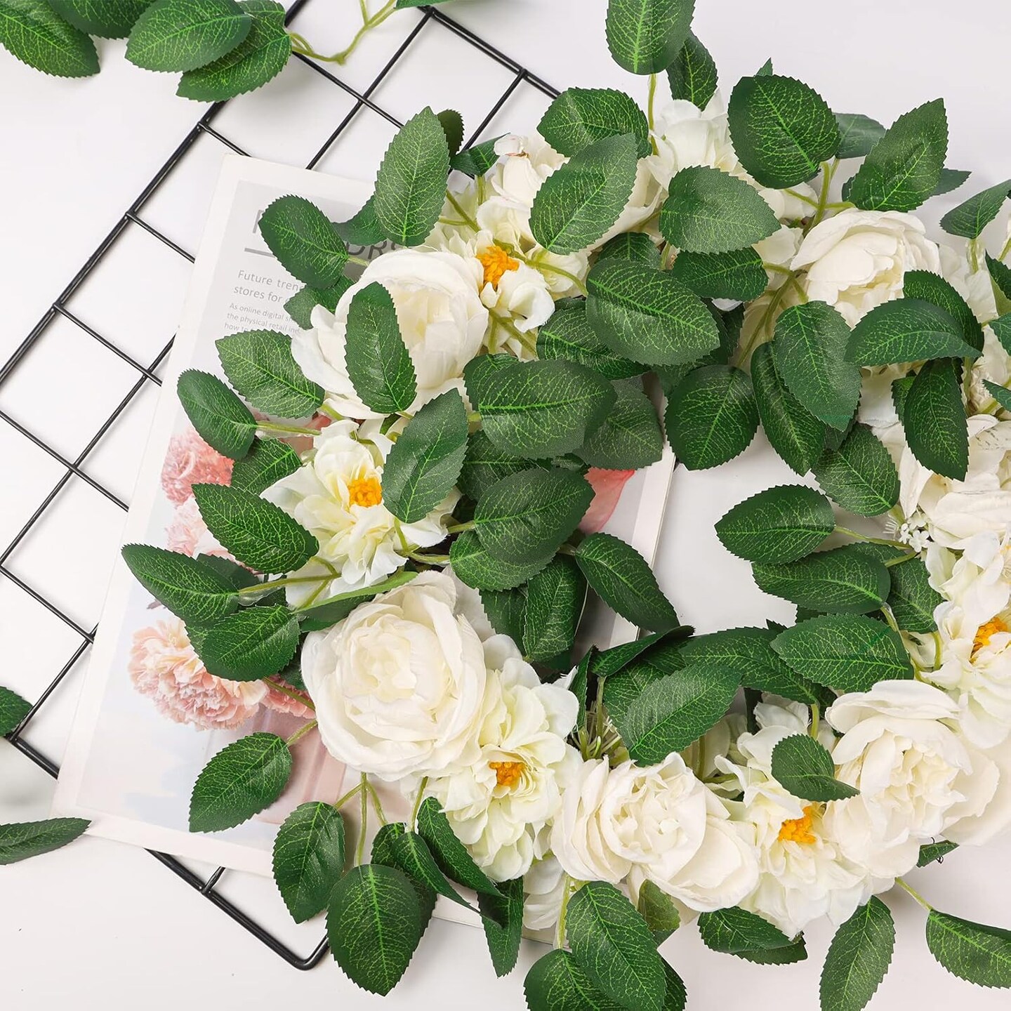 60pcs Bulk Rose Leaves Artificial Greenery Fake Rose Flower Leaves for DIY Wedding Bouquets Centerpieces Party Decorations Rose Vine Wreath Garlands Supplies