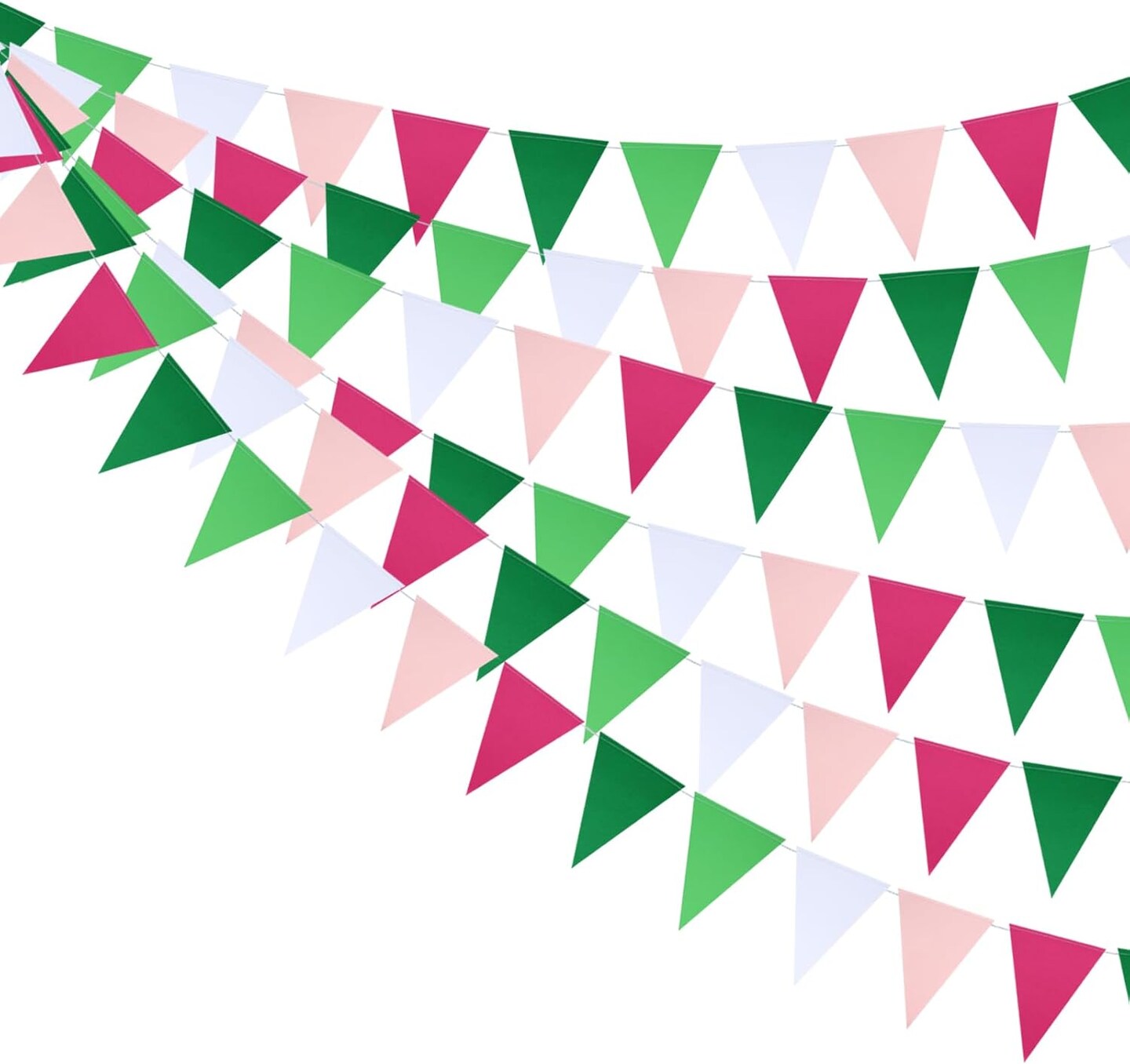 30ft 45pcs Green Pink White Blank Pennant Banners Flags String Triangle DIY Bunting Garlands Tropical Party Decorations for Birthday Baby Shower Bachelorette Hawaiian Beach Pool Summer