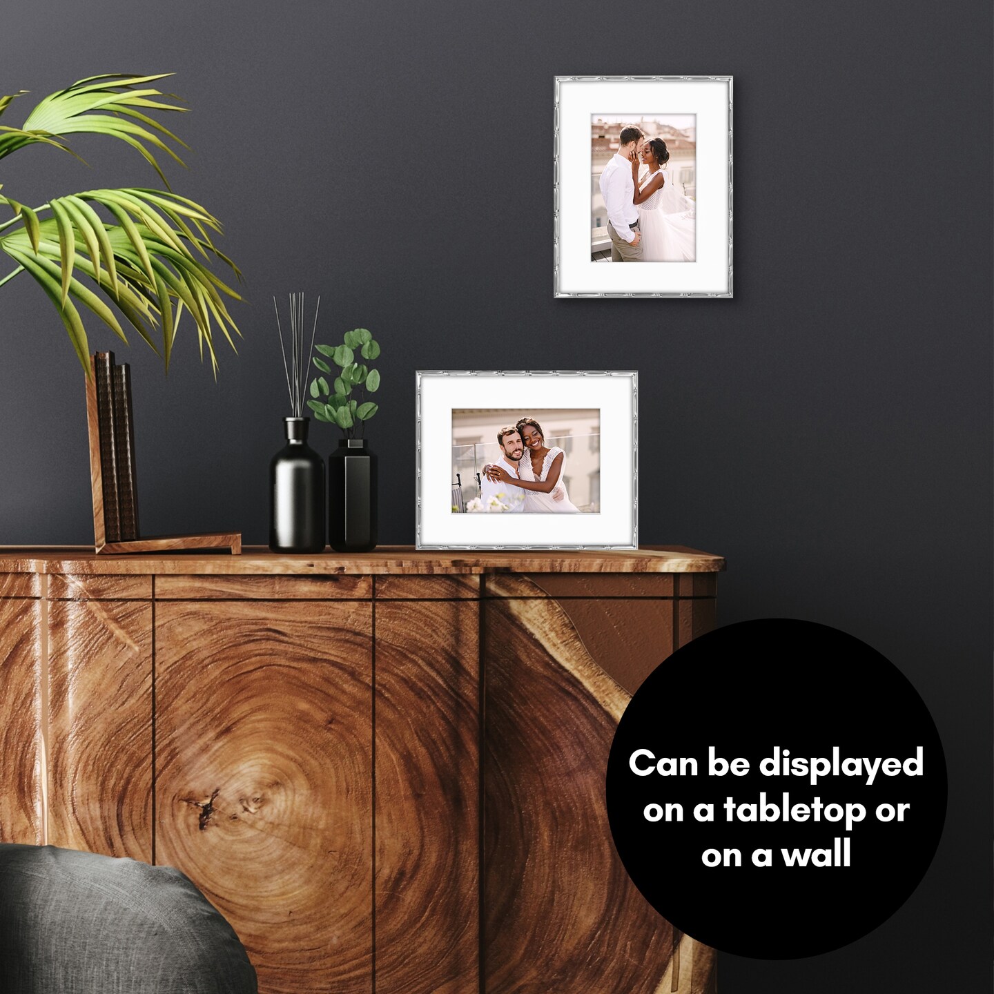 Americanflat Picture Frame with Bamboo-Style Molding - Bamboo Frame with Shatter-Resistant Glass and Mat - Elegant Gallery Style Frames for Tabletop or Wall Display