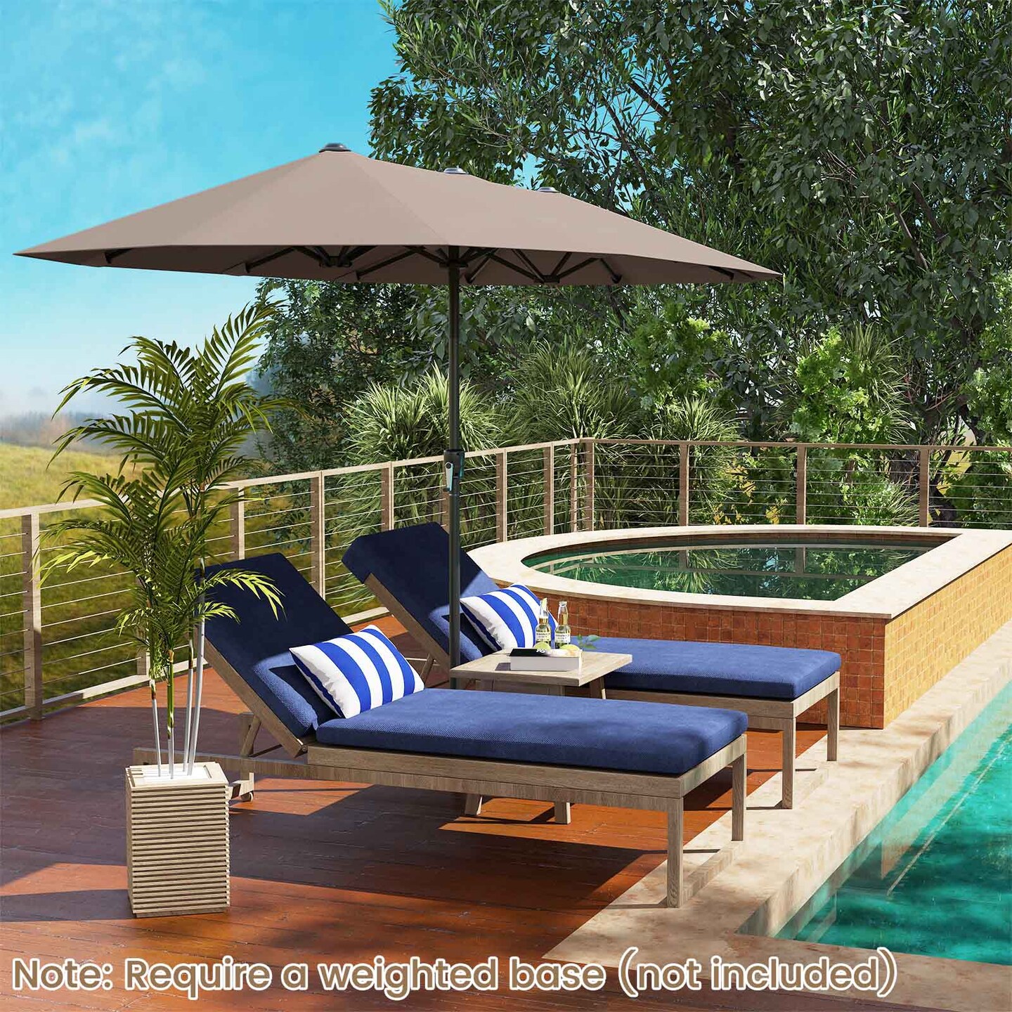Double-Sided Patio Umbrella, Crank Handle and Sun-Protection Fabric