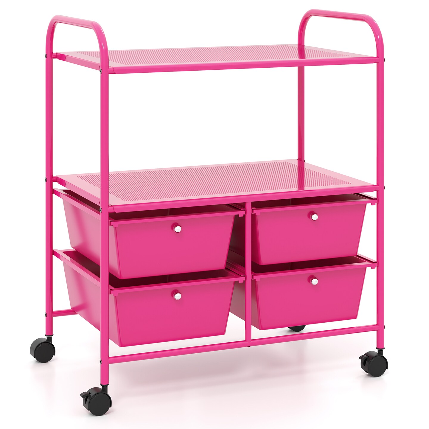 Multi-Purpose Storage Cart with 4 Drawers and Shelves Rolling Organization Solution for Home or Office