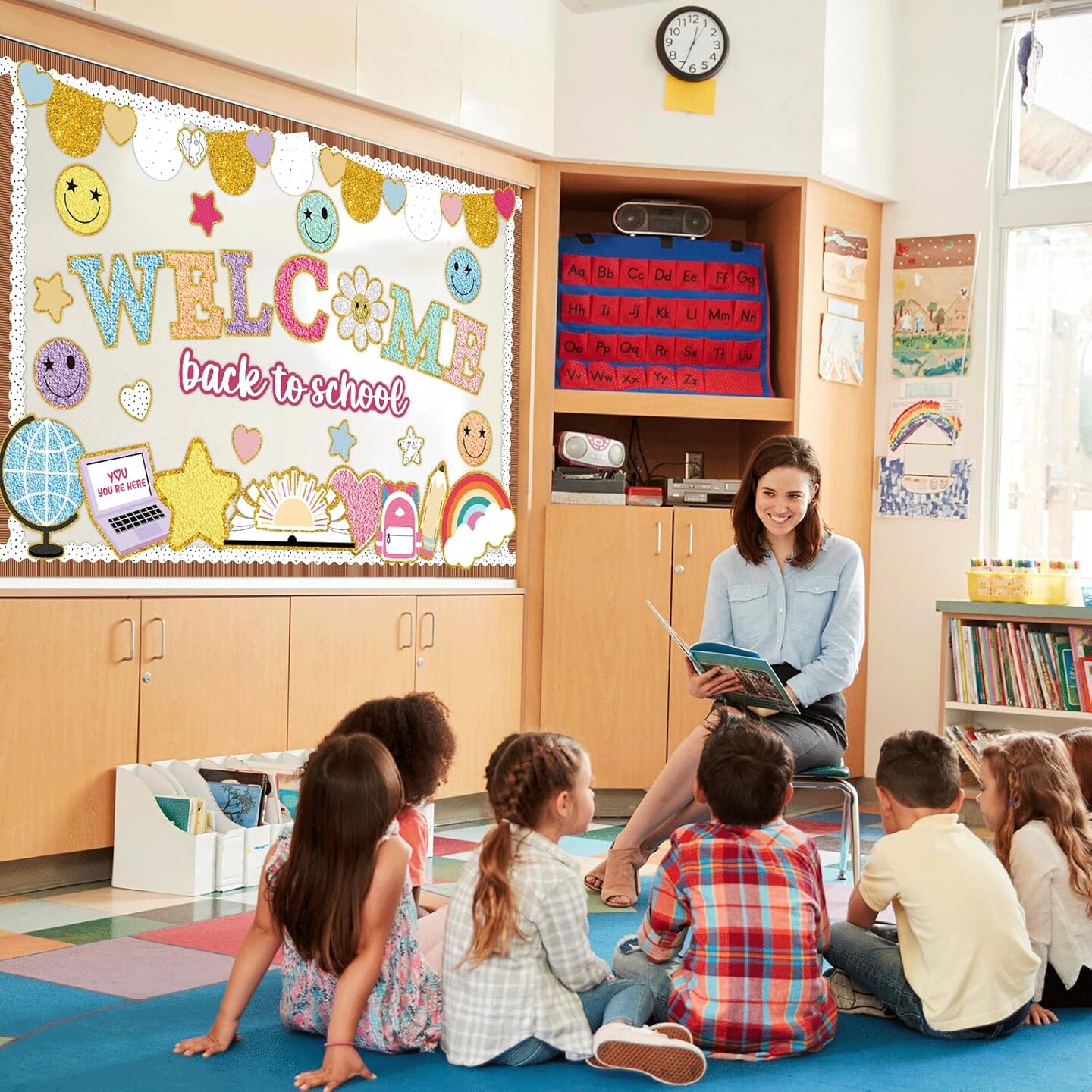 Welcome Back to School Bulletin Board Set - Boho Groovy (Colorful)