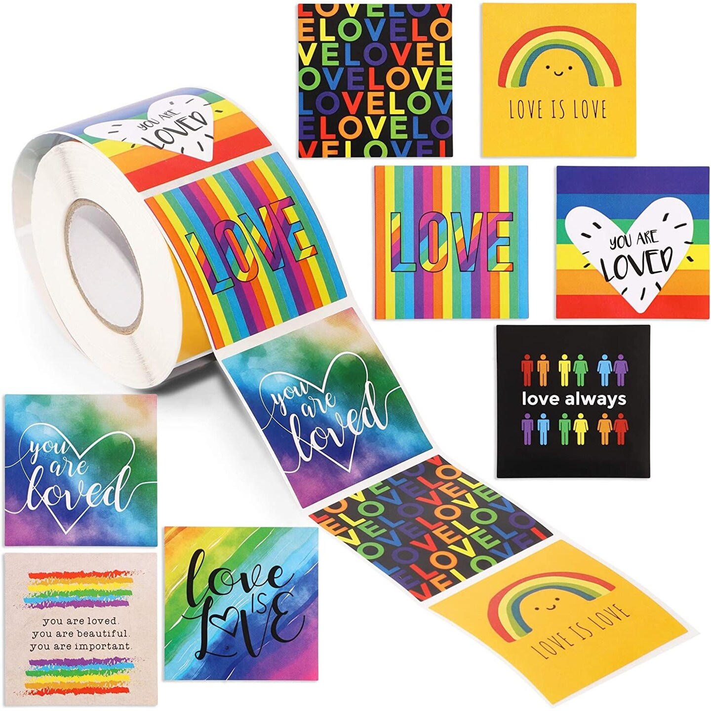 Love is Love Rainbow Pride Sticker Decals (1 Pack, 500 Stickers)