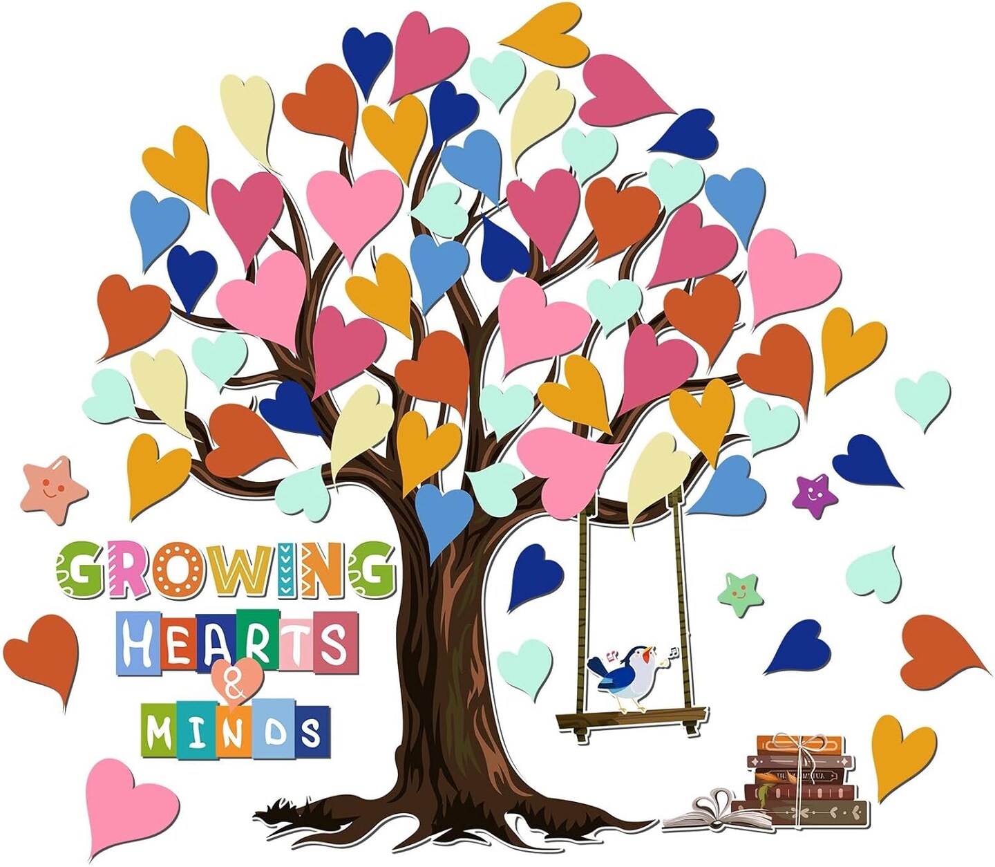 91Pcs Classroom Heart Tree Bulletin Board Decorations Set