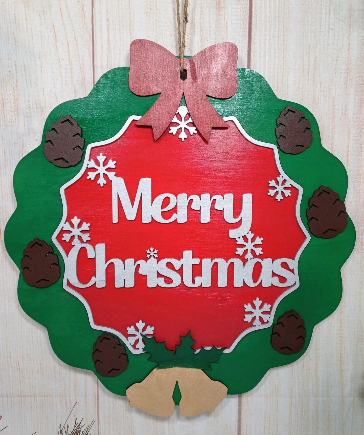 Believe Christmas Door Sign - 12 Inch Wooden Wreath Hanger For Front Door, Wall & Holiday Decor