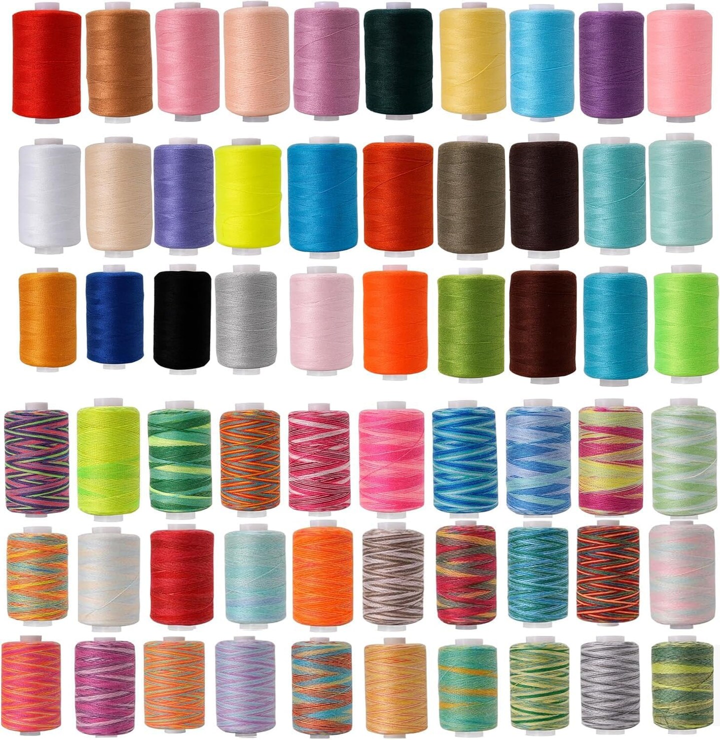 60-Color Polyester Sewing Thread Set 1000yd Spools 30wt All Purpose
