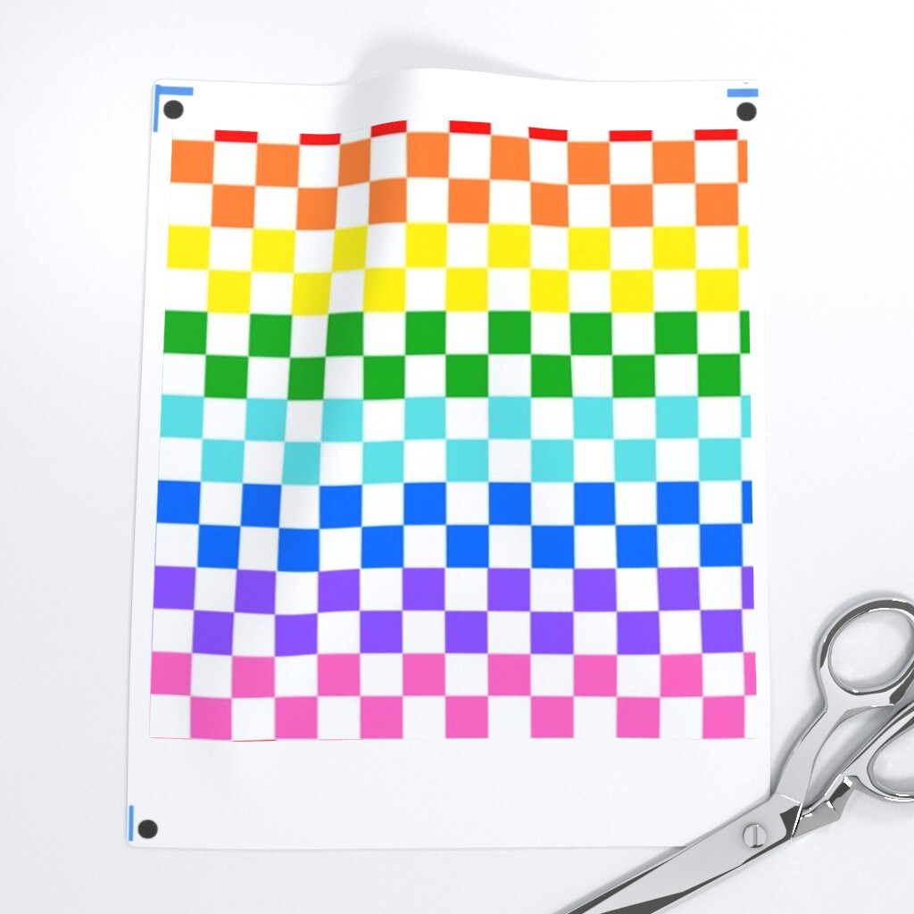 Check Rainbow Checkered Pride Lgbt Lgbtqia+ Blue Red Yellow Pink Pattern Grid Geometric Custom Printed Fabric by Spoonflower Various Fabrics by the Yard or Fat Quarter