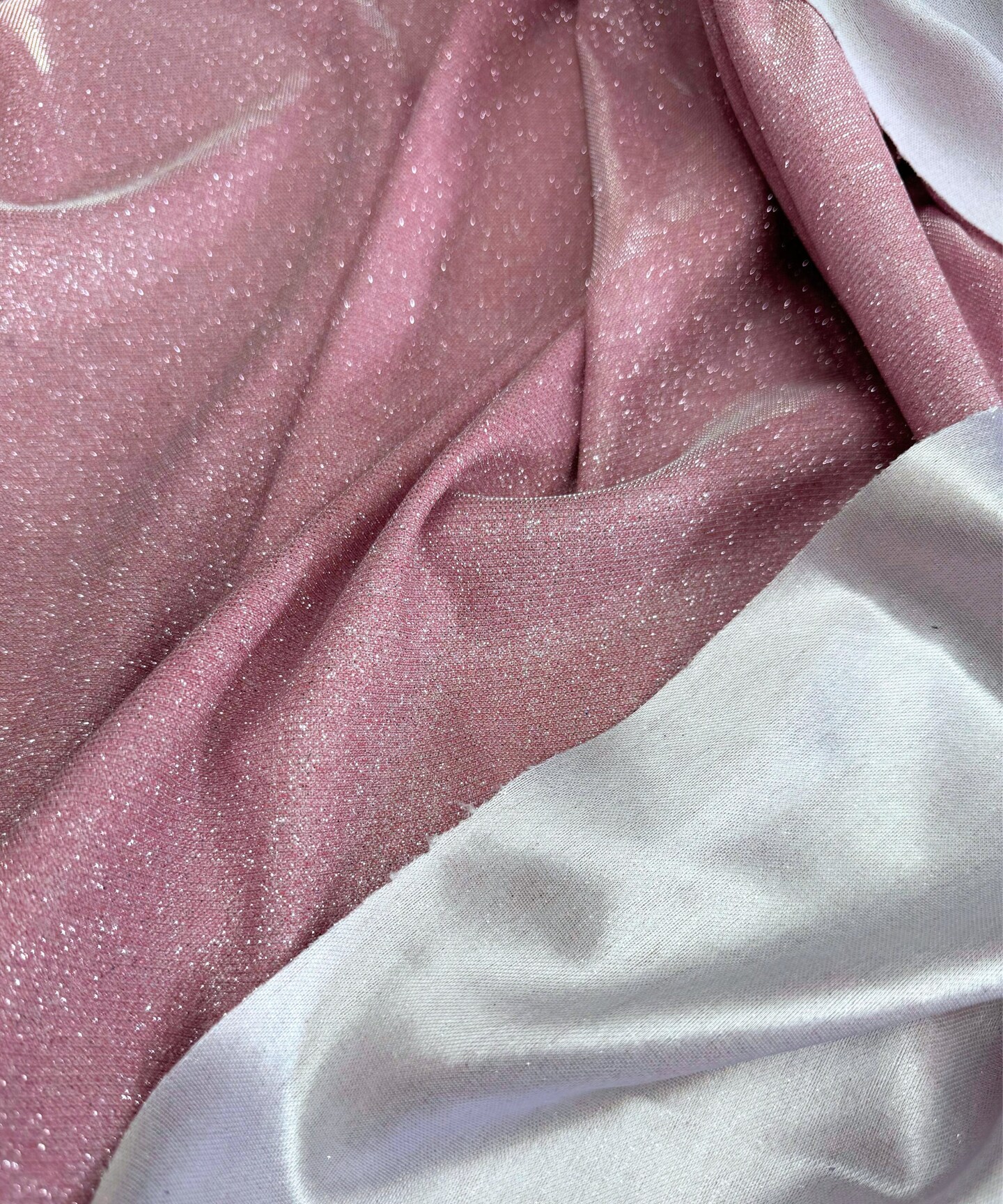 Pink Glitter Lurex Knit Fabric by the Yard, 2 Way Stretch, 60"
