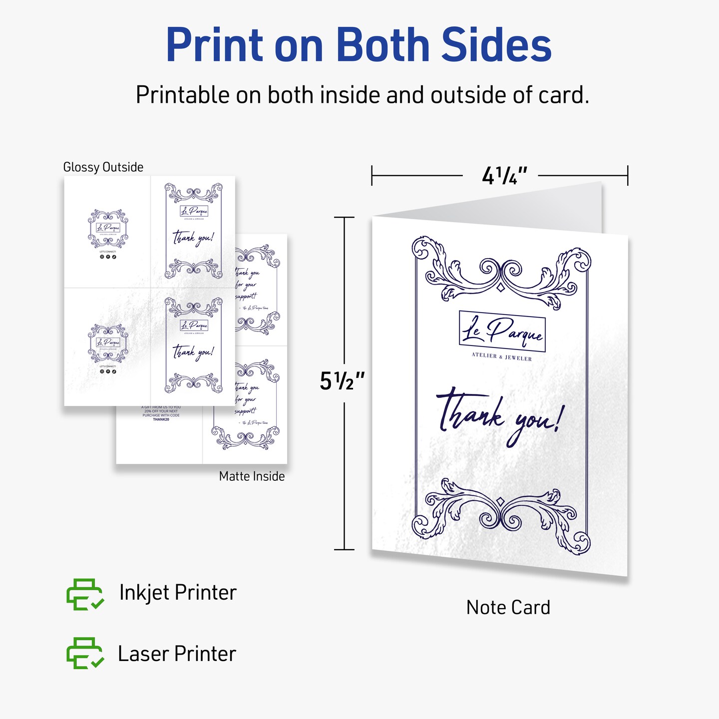 Avery Glossy White Note Cards, 4-1/4" x 5-1/2" Rectangle