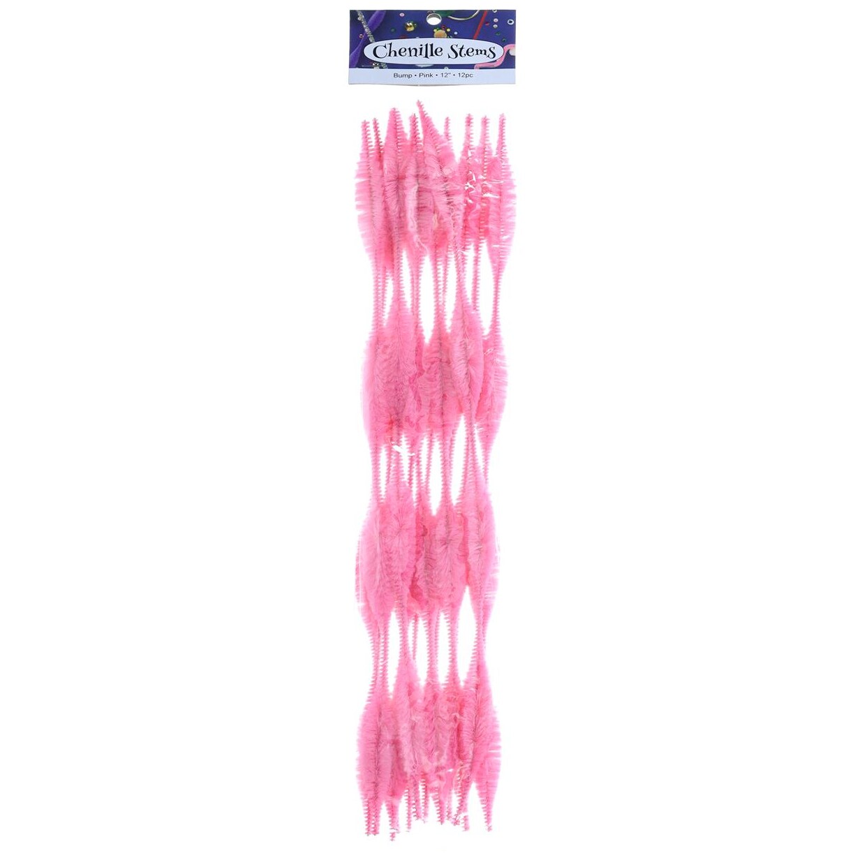 PA Essentials Bump Chenille Stem 12" 12pc Pink - Versatile Pipe Cleaners for Crafts, DIY Projects, and Decorations - Bright, Flexible Craft Pipe Cleaners