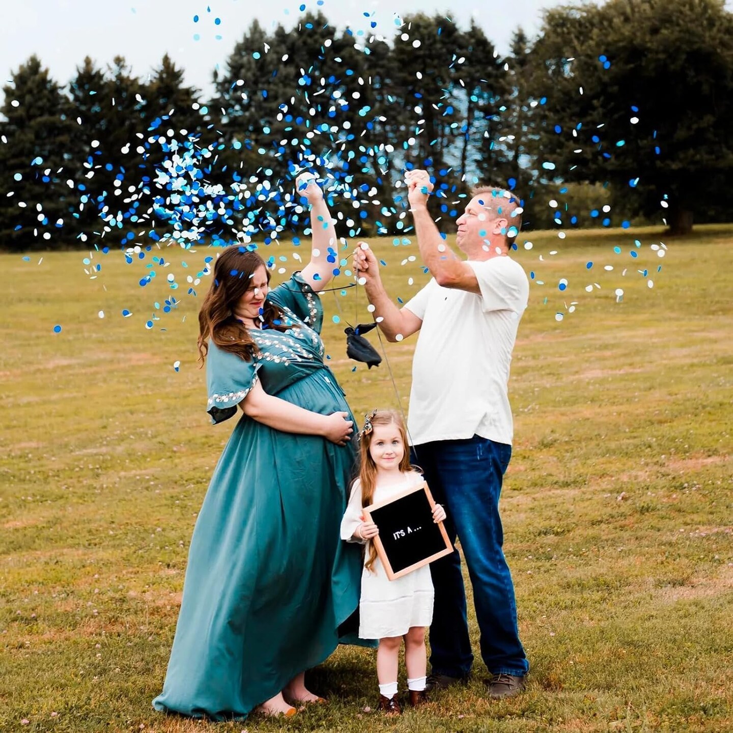2Pack Gender Reveal Balloons Boy or Girl Balloon with Blue Pink Confetti for Baby Shower Gender Reveal Ideas Party Supplies