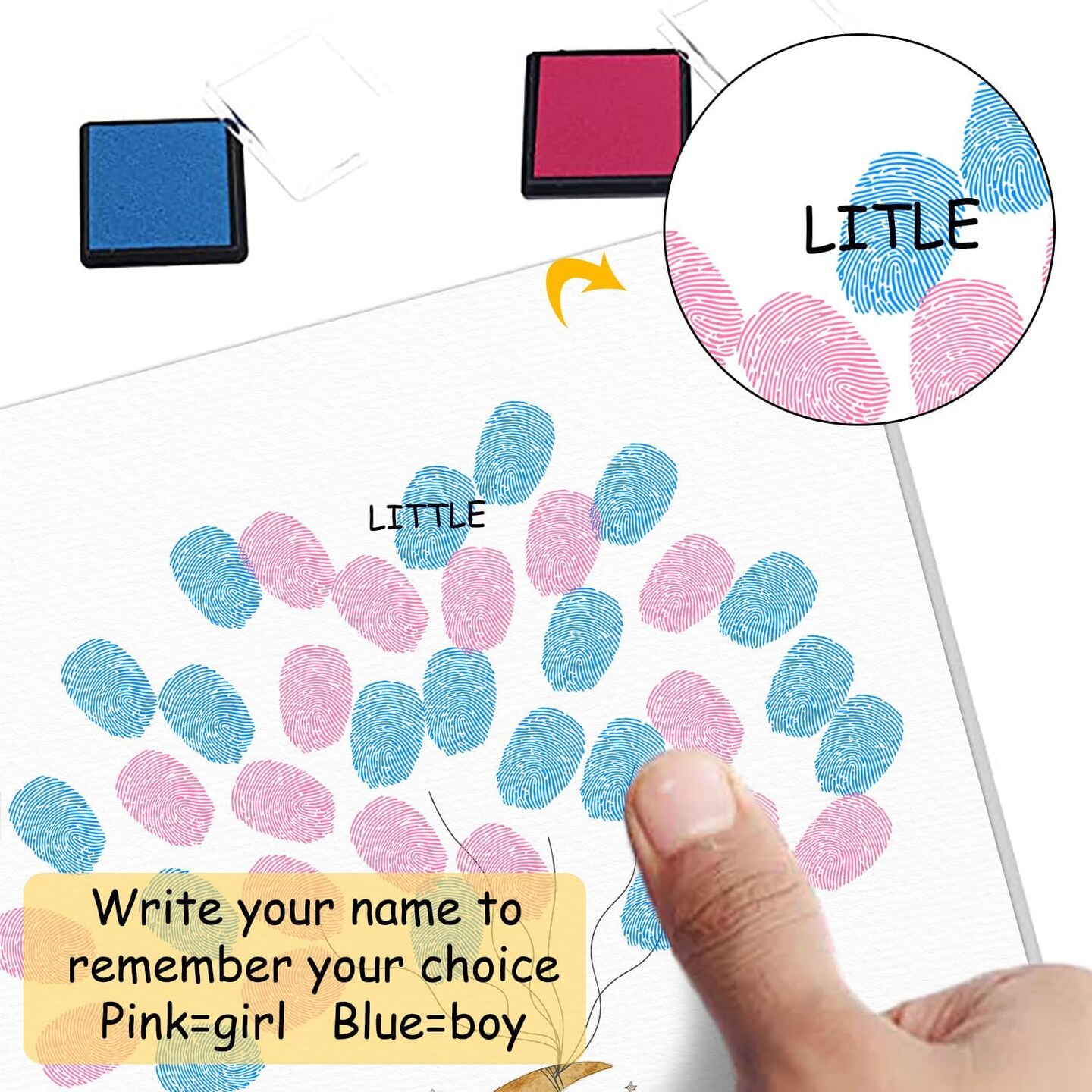 Gender Reveal Party Fingerprint Tree Sign, Bear Moon Theme Canvas Baby Shower, a Baby Shower Guest Book,Woodland Baby Shower Guest Book