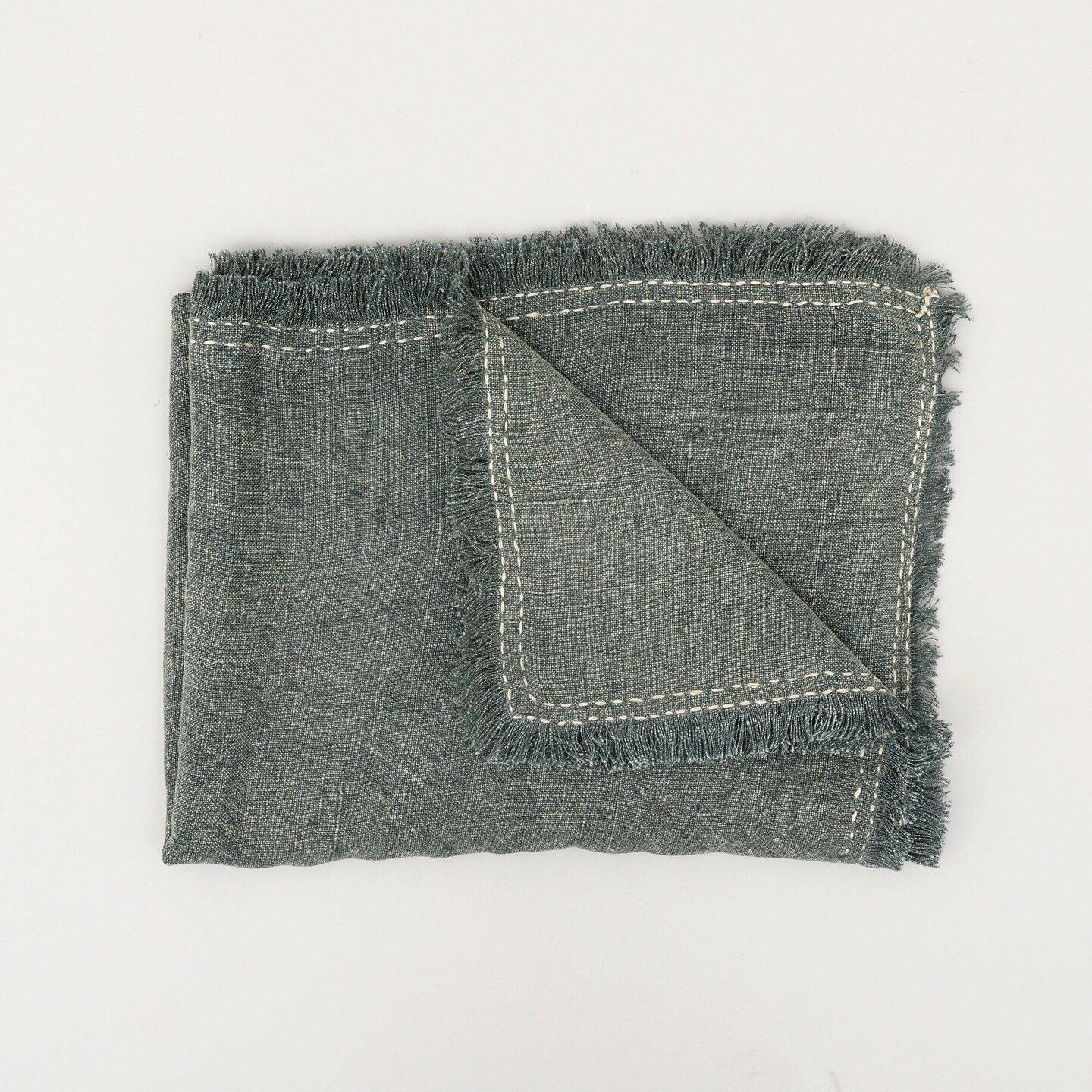 Stonewashed Linen Woven Throw Blanket with Fringe &#x2013;  52&#x22; x 68&#x22;