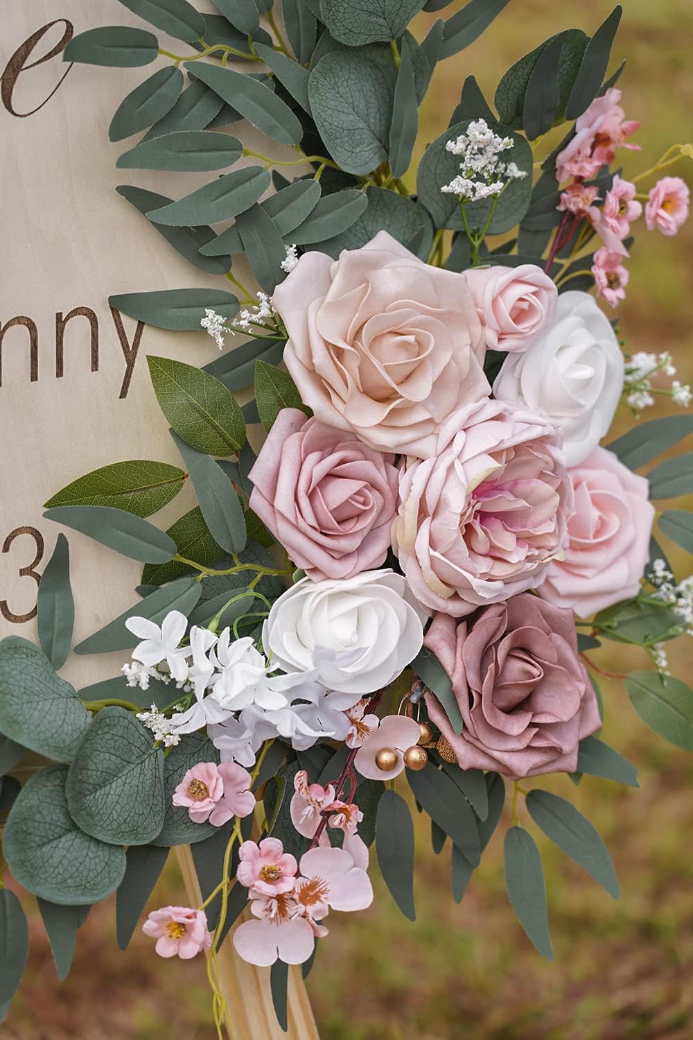 Spring Wedding Arch Flowers (Pack of 2), Artificial Dusty Rose Flowers for Wedding Welcome Signs Decorations and Arch Flower for Wedding Ceremony Reception