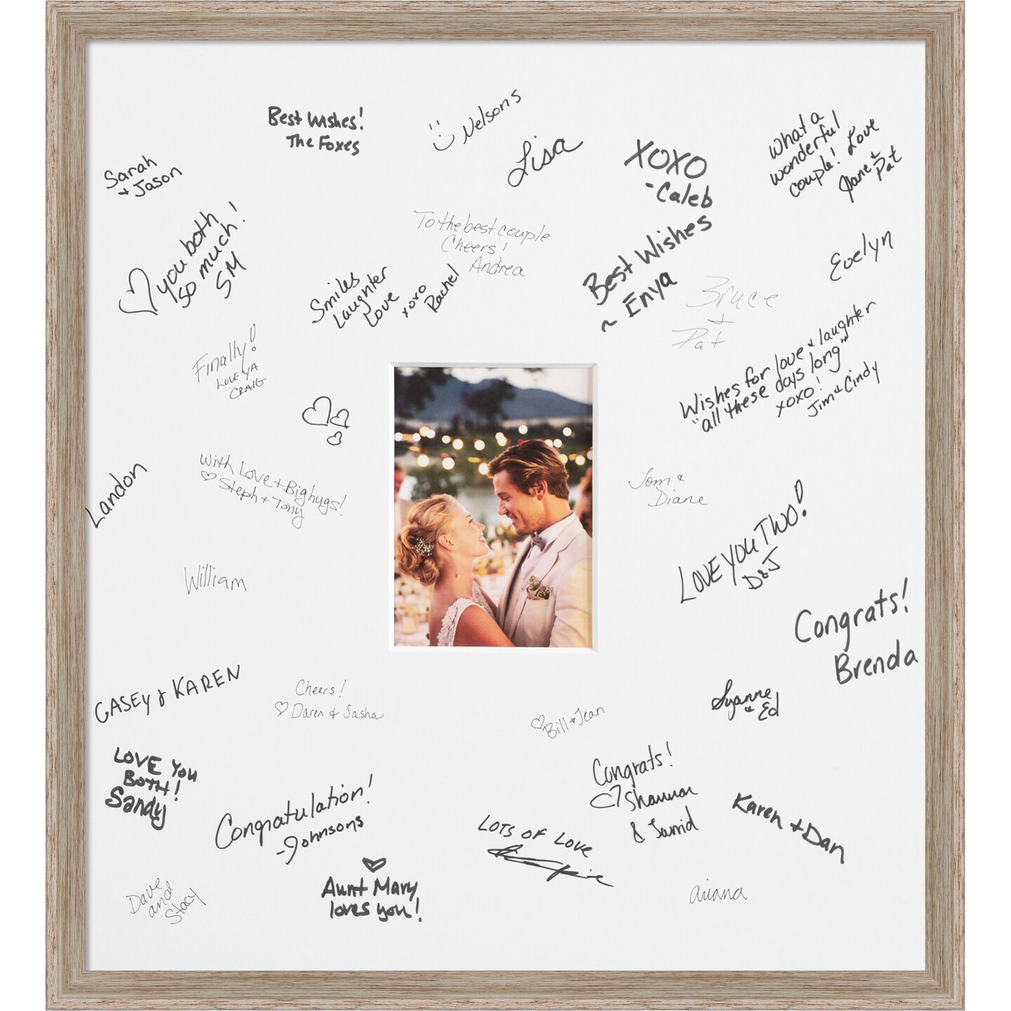 Hardwood Wedge Signature Mat Picture Frame, Photo Frame Wedding Guest Book Alternative, Autograph Picture Mat for Signature Board, Wedding Celebrations Graduations Support Encouragement or Retirement