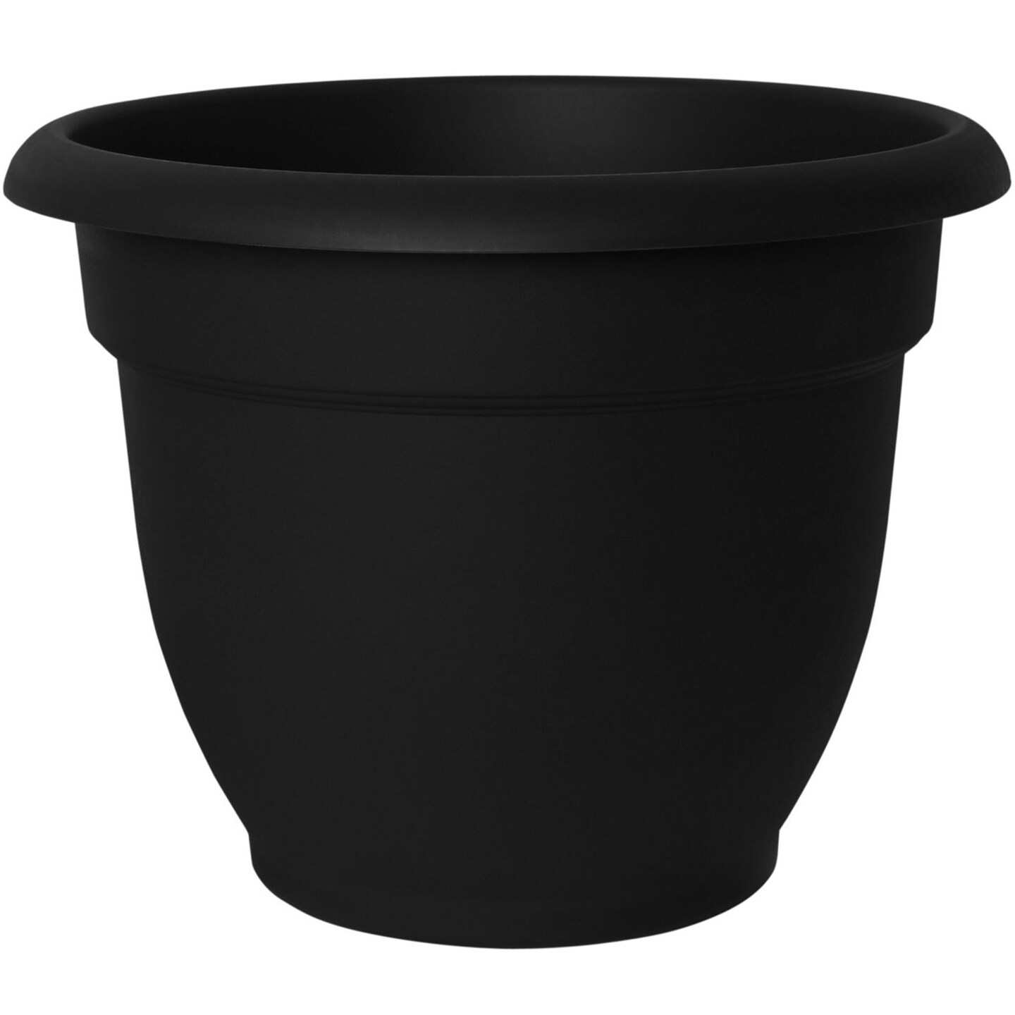 Bloem Ariana Pot Planter: 16&#x22; - Black - Durable Resin Pot, For Indoor and Outdoor Use, Gardening, Self Watering Disk Included, 6 Gallon Capacity