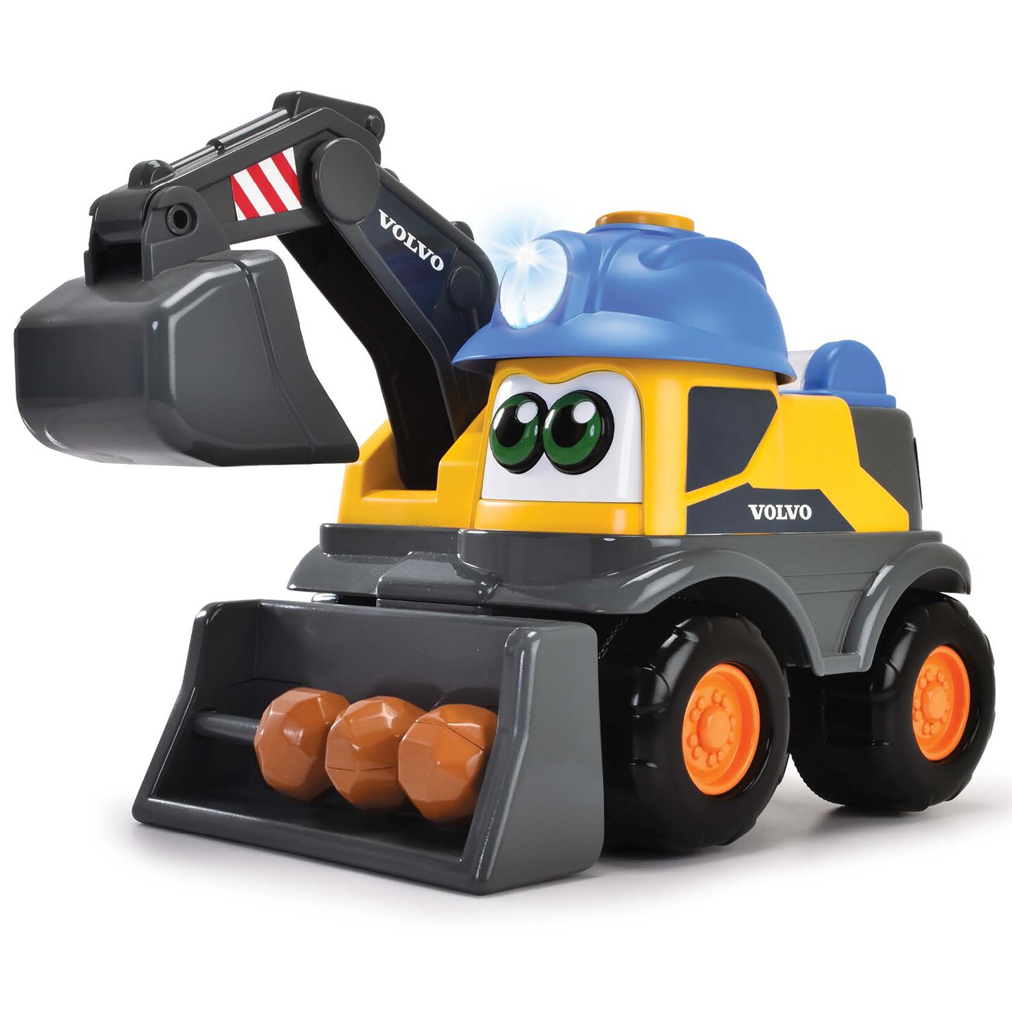 Dickie Toys: ABC Volvo Danny Digger - Yellow &#x26; Blue - Light Up &#x26; 5 Sounds, 10&#x22; Motorized Vehicle Toy, Construction Excavator, Licensed, Kids Ages 3+
