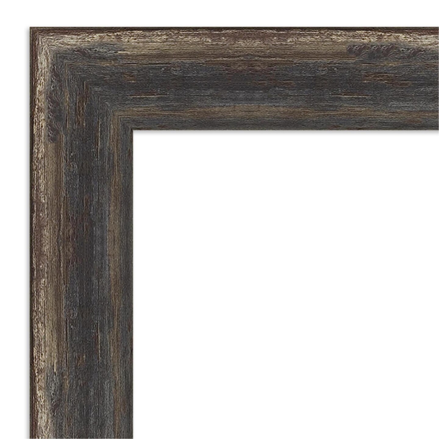 Amanti Art Mirror Makeover Bathroom Mirror Frame Border Kit - Fully Assembled Peel and Stick Frame - Mirror NOT Included - Bark Rustic Char Narrow Trim