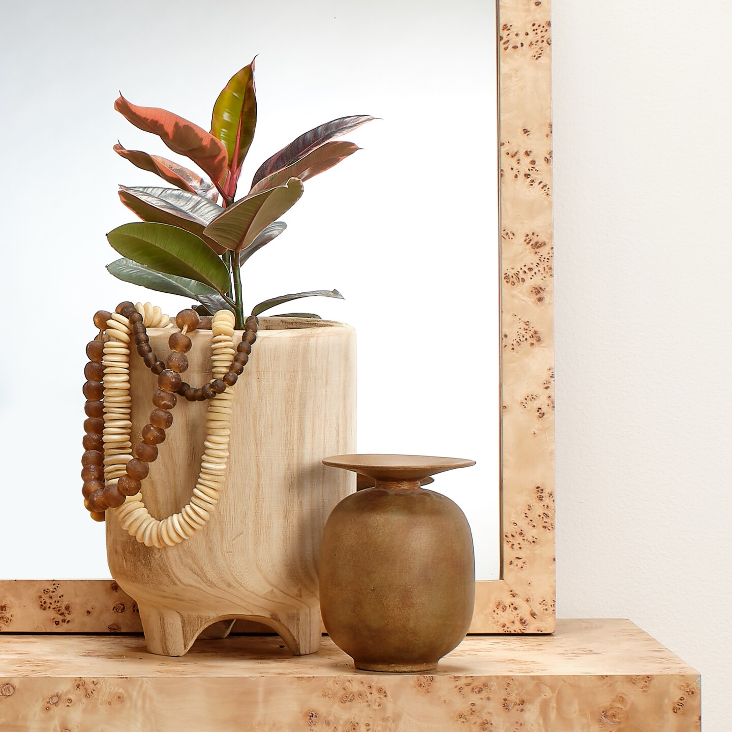 Jamie Young Company Rustic Style Hand-Carved Paulownia Wood Vase - 12&#x22; - Brown