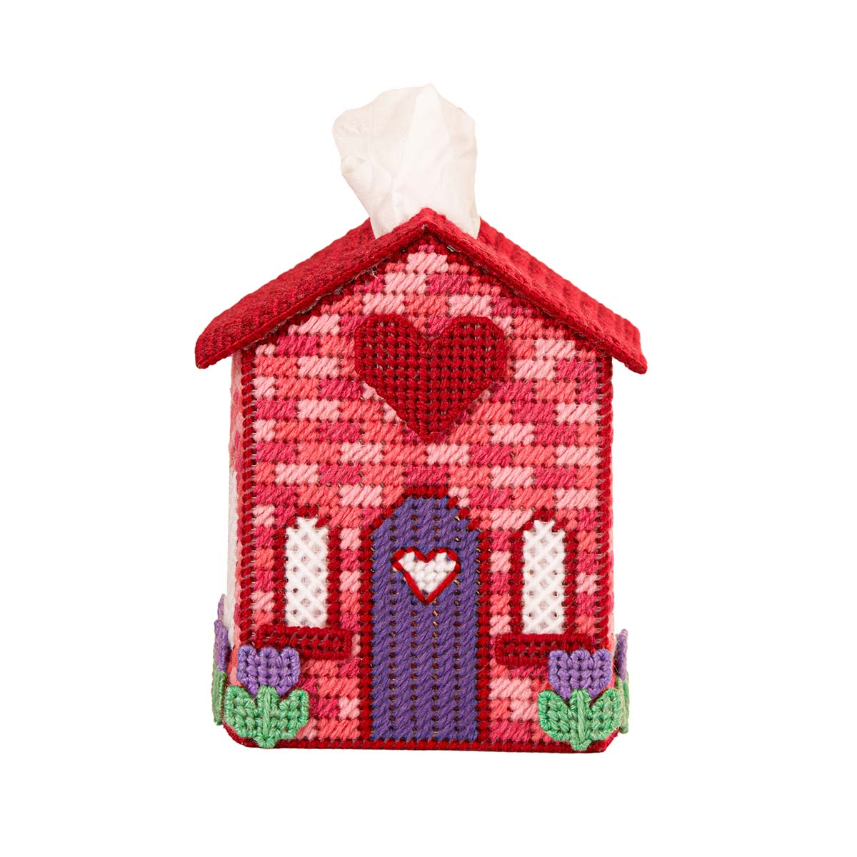 Herrschners  Be Mine Cottage Tissue Box - February Plastic Canvas Kit