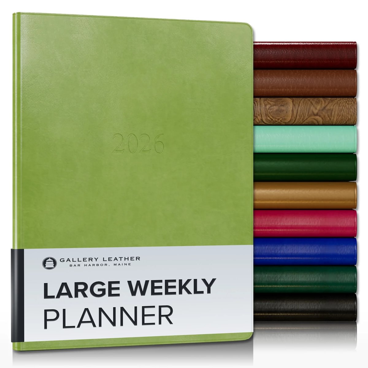 Gallery Leather Large Weekly Planner 2026, Elegantly Bound Calendar Planner and Notebook with Stylish Gold-Gilded Page Edges, 12 Months - 9.75 x 7.5 "