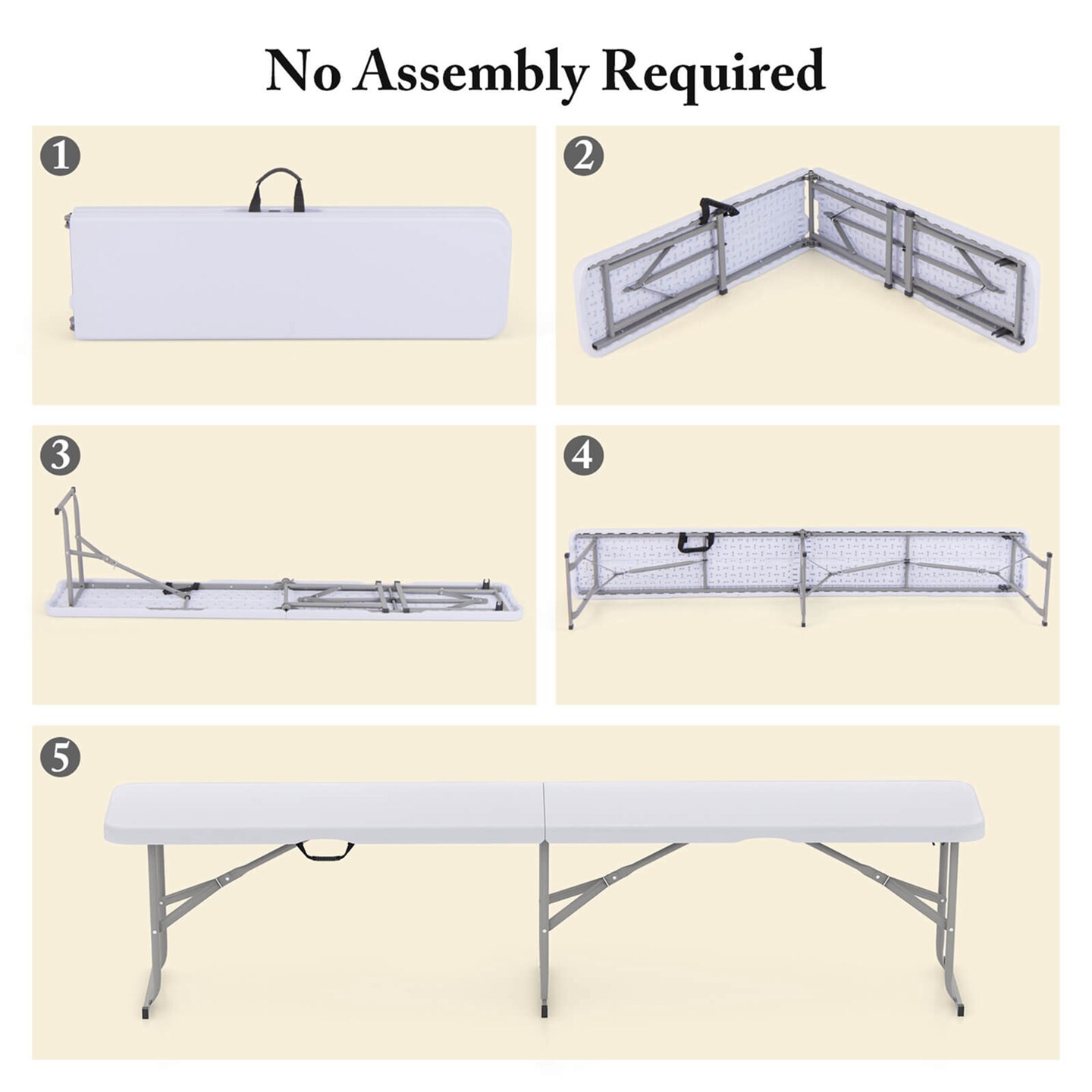 Costway 1/2 PCS Portable Folding Bench with Convenient Handle Non-slip Foot Pads Sturdy Metal Legs