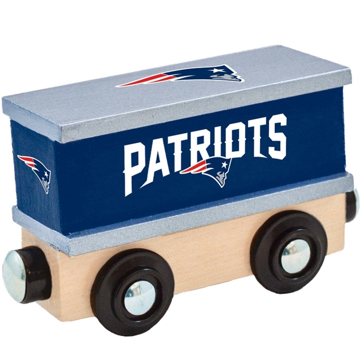 England Patriots Toy Train Box Car Hand-Painted Wood Compatible With Tracks